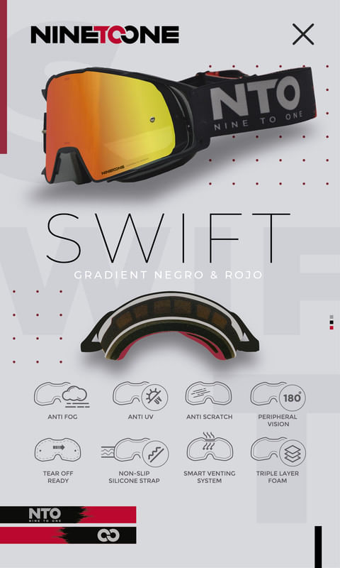 Antiparras NTO Swift Gradient Rojo / Negro