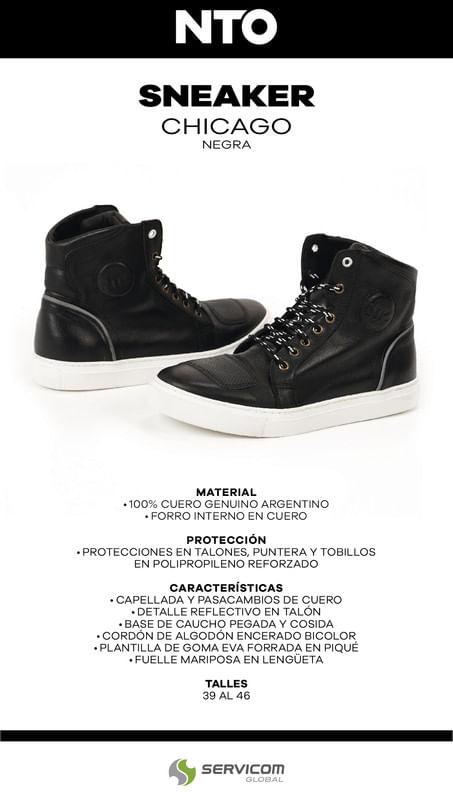 Sneaker NTO Urbanas Chicago Negras