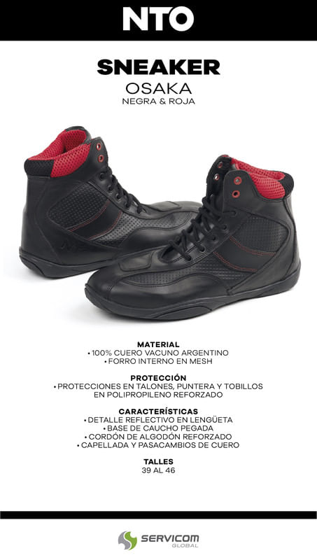 Sneaker NTO Osaka Negro / Rojo