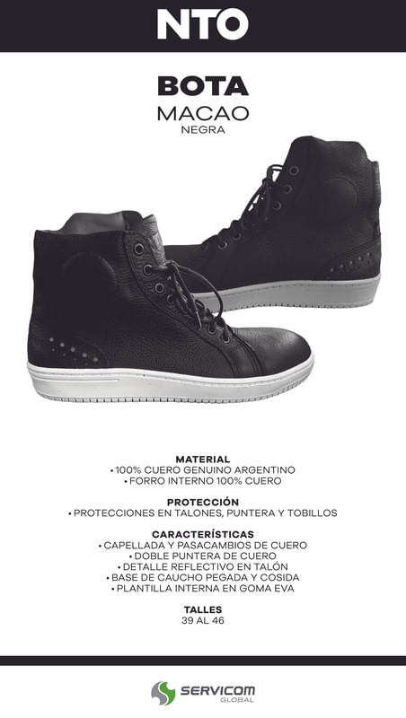 Botas NTO Urbanas MACao Negras