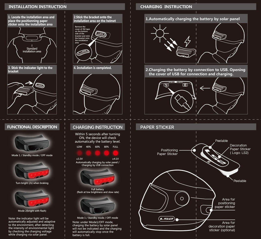 Luces de Freno LS2 Negro