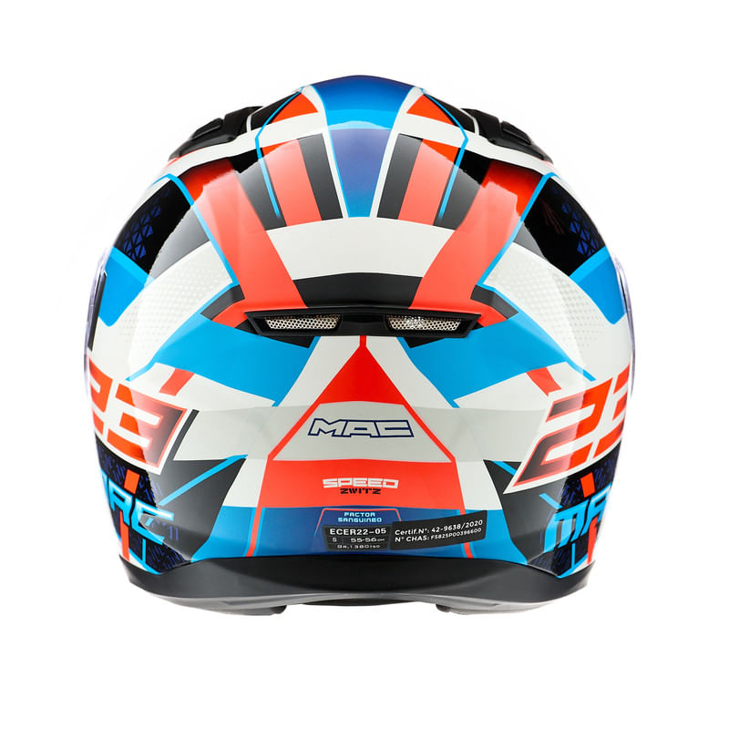Casco MAC 825 Speed Zwitz Azul / Blanco / Brillo