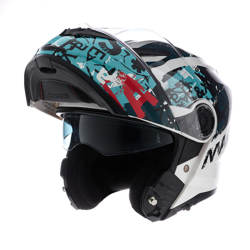 Casco MAC 908 Rock Eddie Azul / Blanco / Brillo