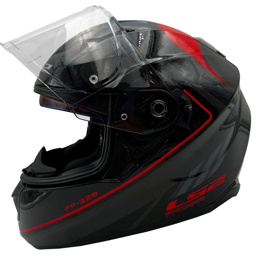 Casco LS2 320 Stream Ggio Negro / Rojo / Brillo