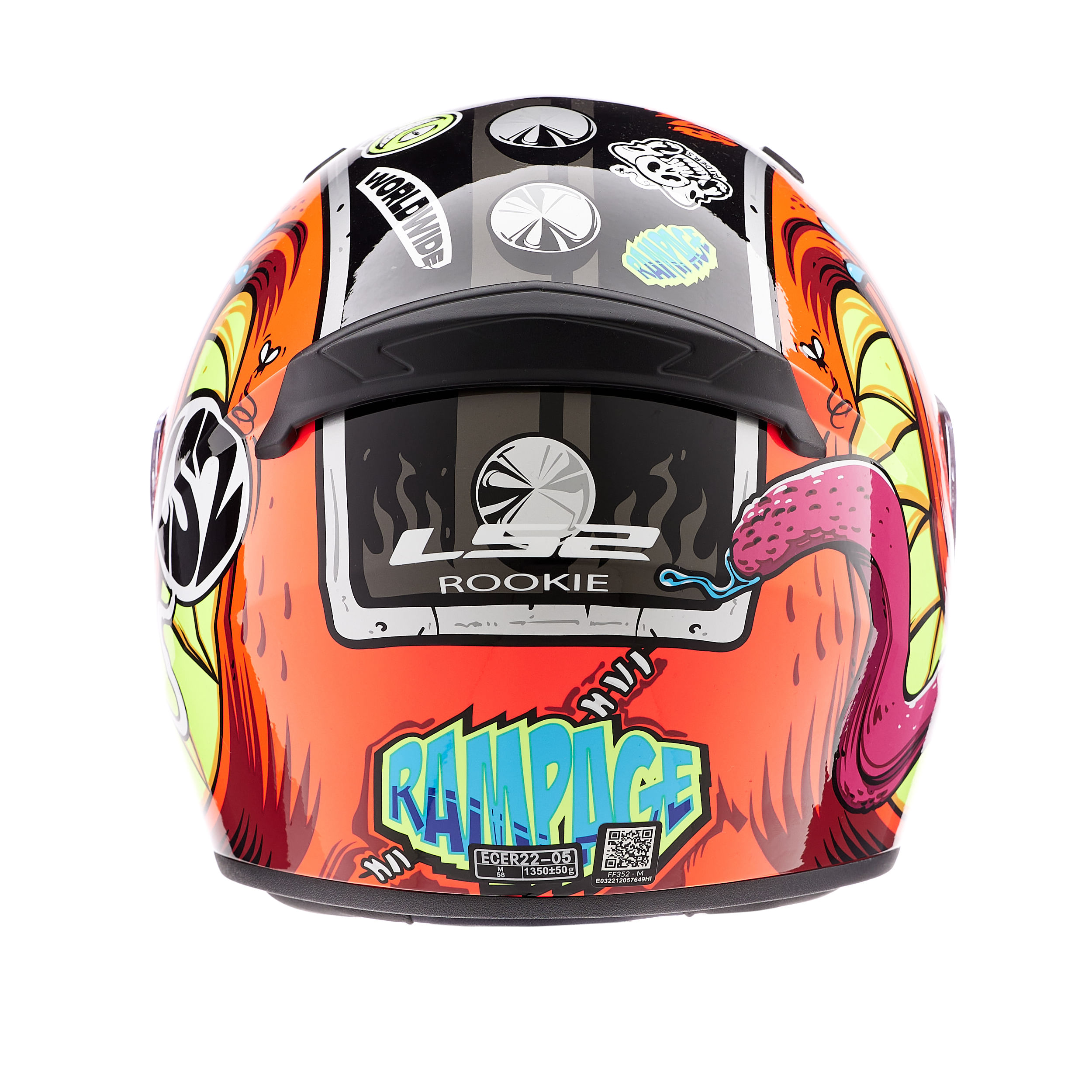 Casco LS2 352 Rookie Rampage Naranja Brillo con Spoiler