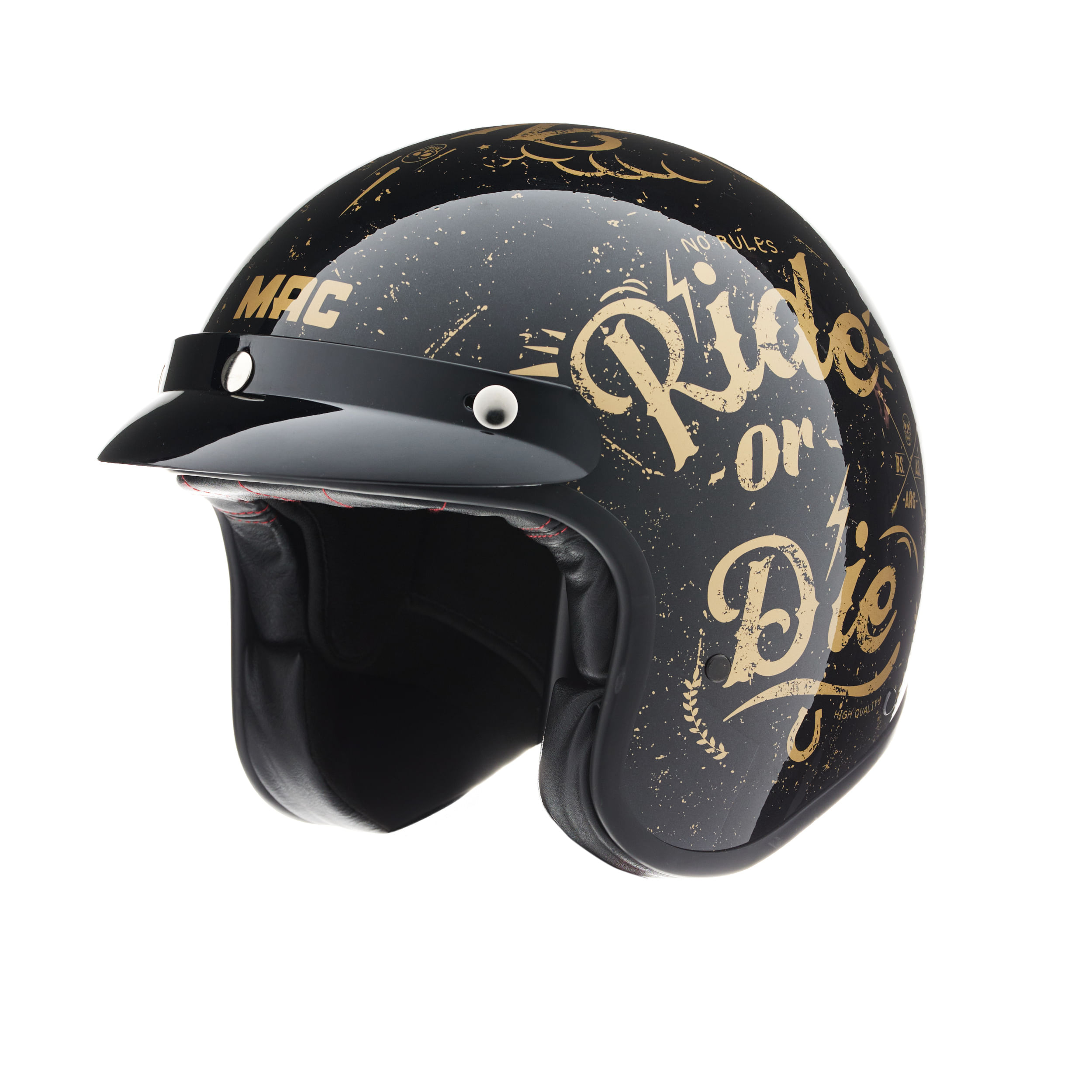 Casco MAC 181 Bowie Lucky Negro / Dorado / Brillo