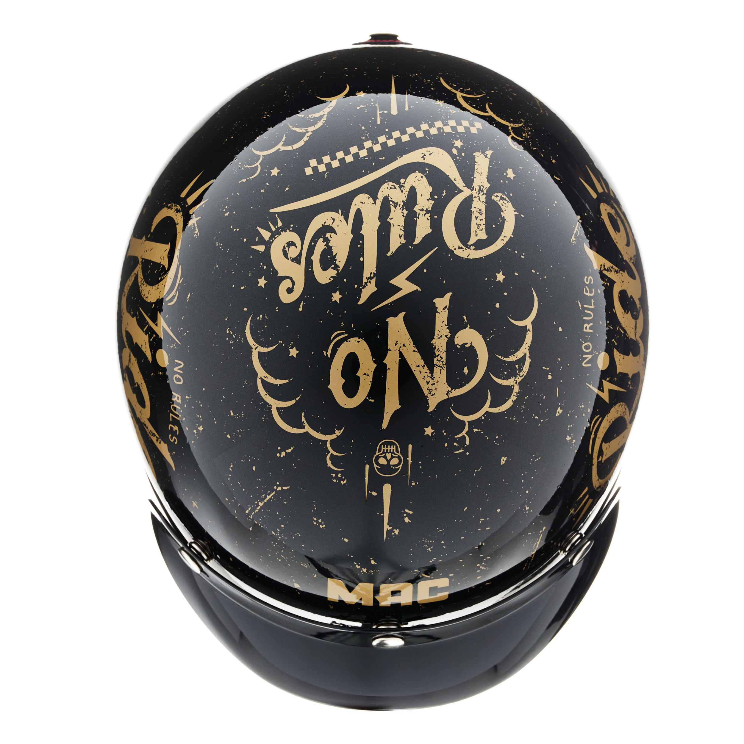 Casco MAC 181 Bowie Lucky Negro / Dorado / Brillo