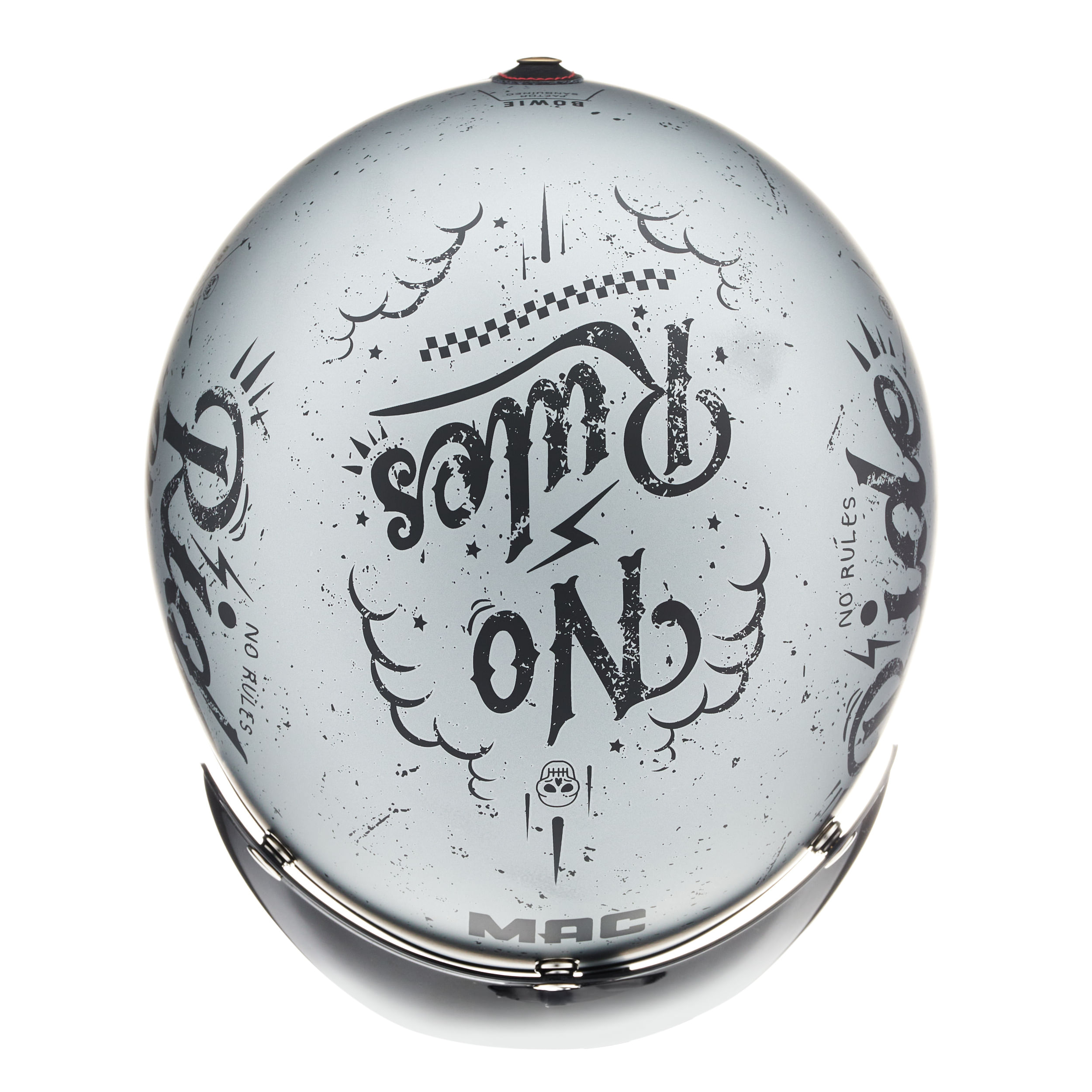 Casco MAC 181 Bowie Lucky Negro / Plateado / Mate