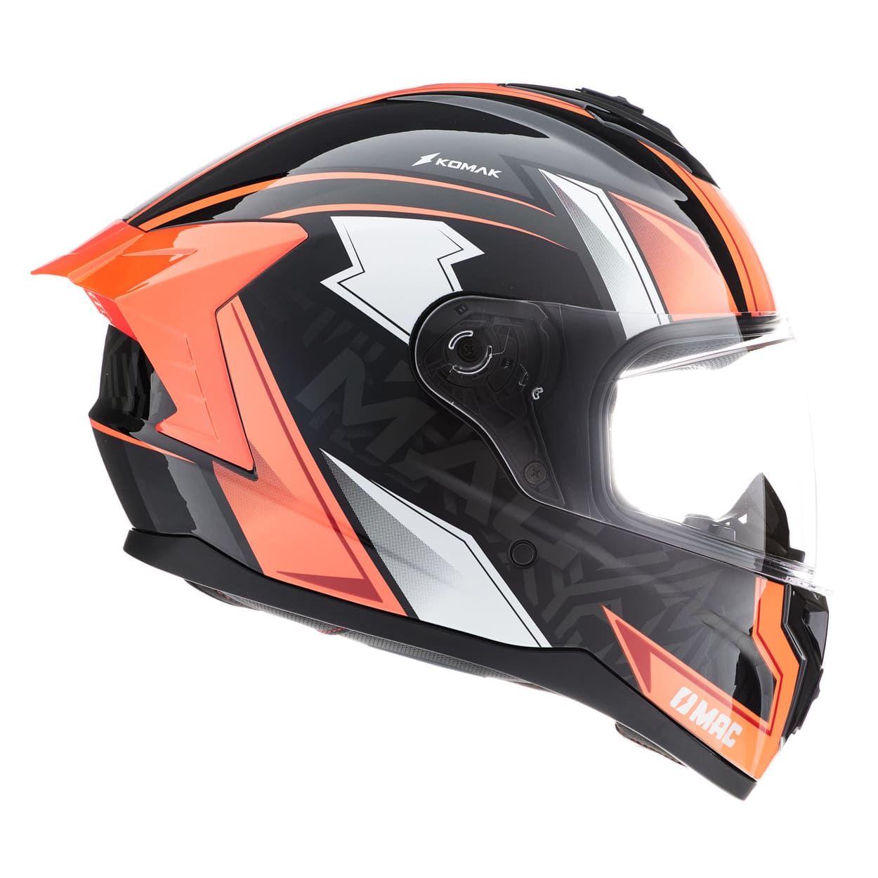 Casco MAC 070 Volt Komak Negro / Naranja / Brillo