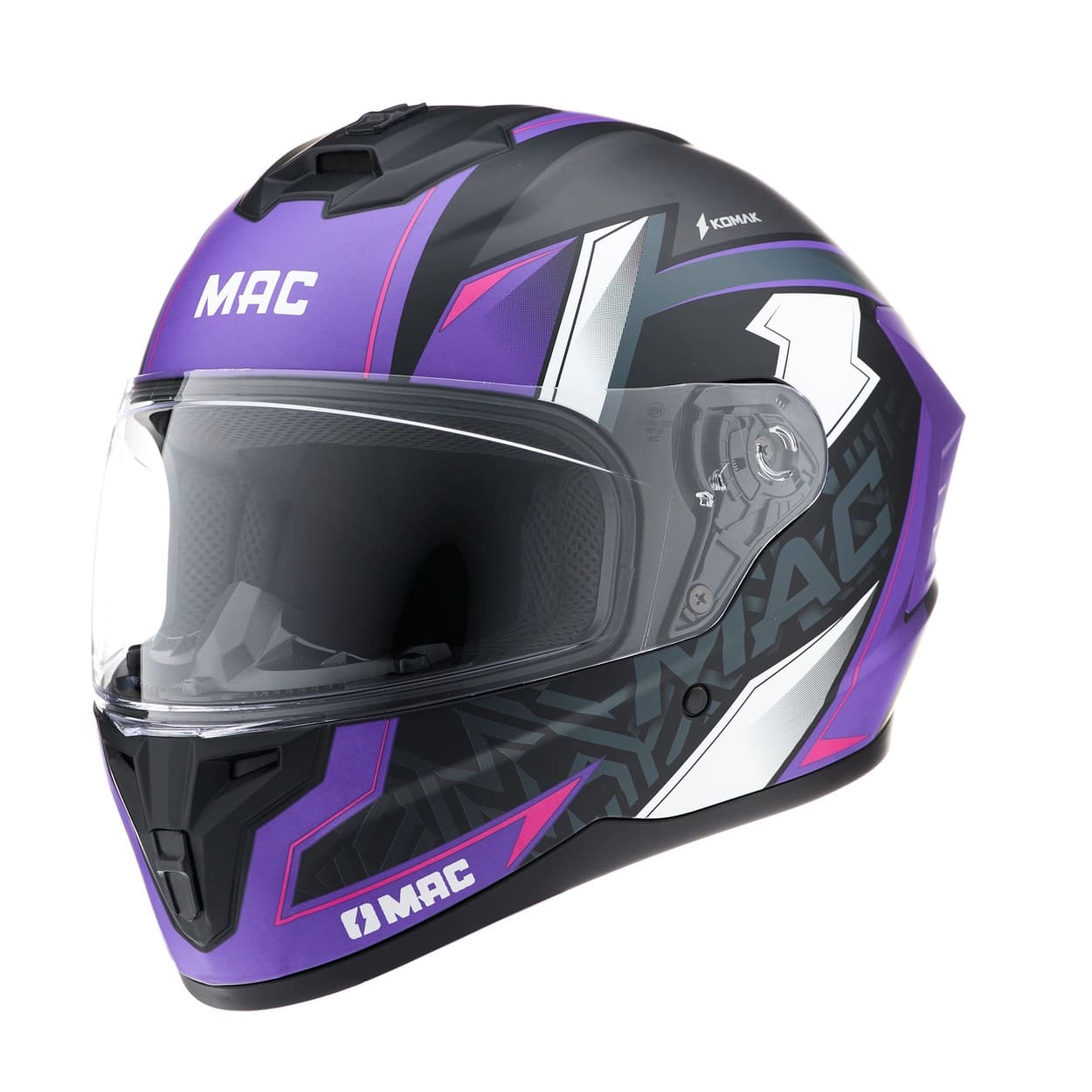 Casco MAC 070 Volt Komak Negro / Violeta / Mate