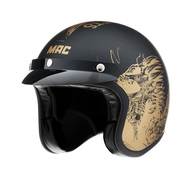 Casco MAC 181 Bowie Nekrus Negro / Dorado / Brillo