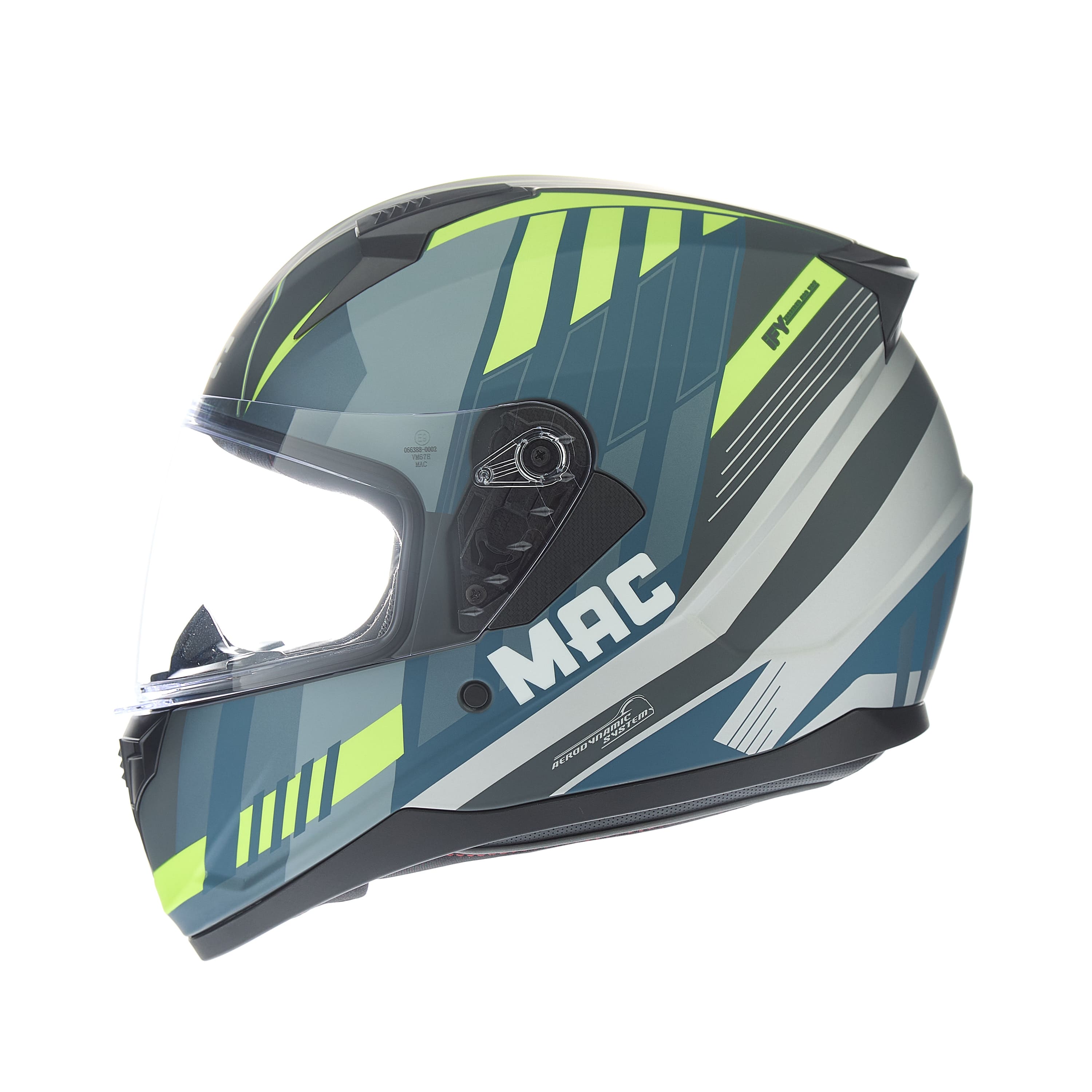 Casco MAC M67 Bass Weez Amarillo / Azul / Mate
