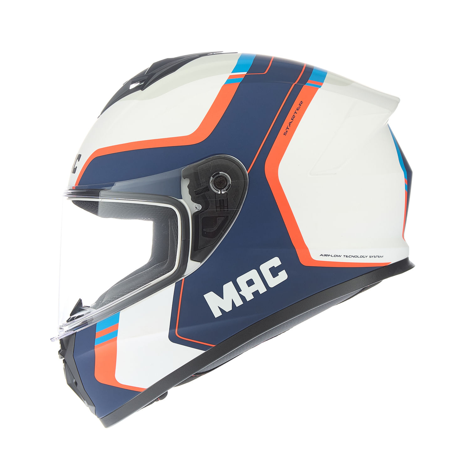 Casco MAC 801 Starter Qurbik Blanco / Azul / Mate