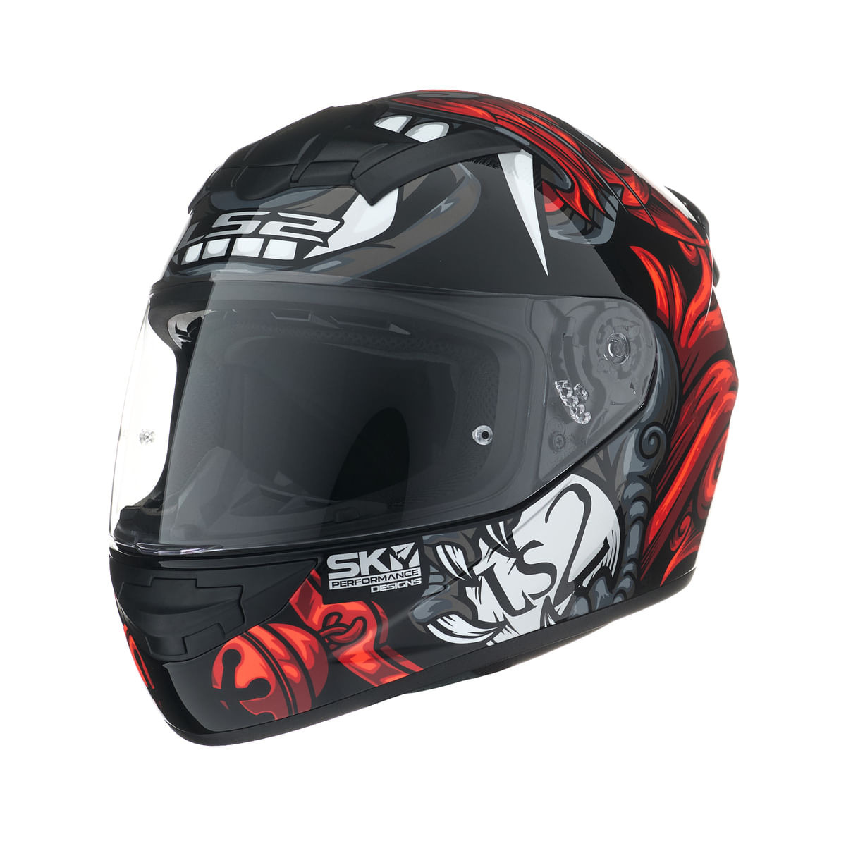 Casco LS2 352 Rookie Foo Dog Negro / Rojo / Brillo