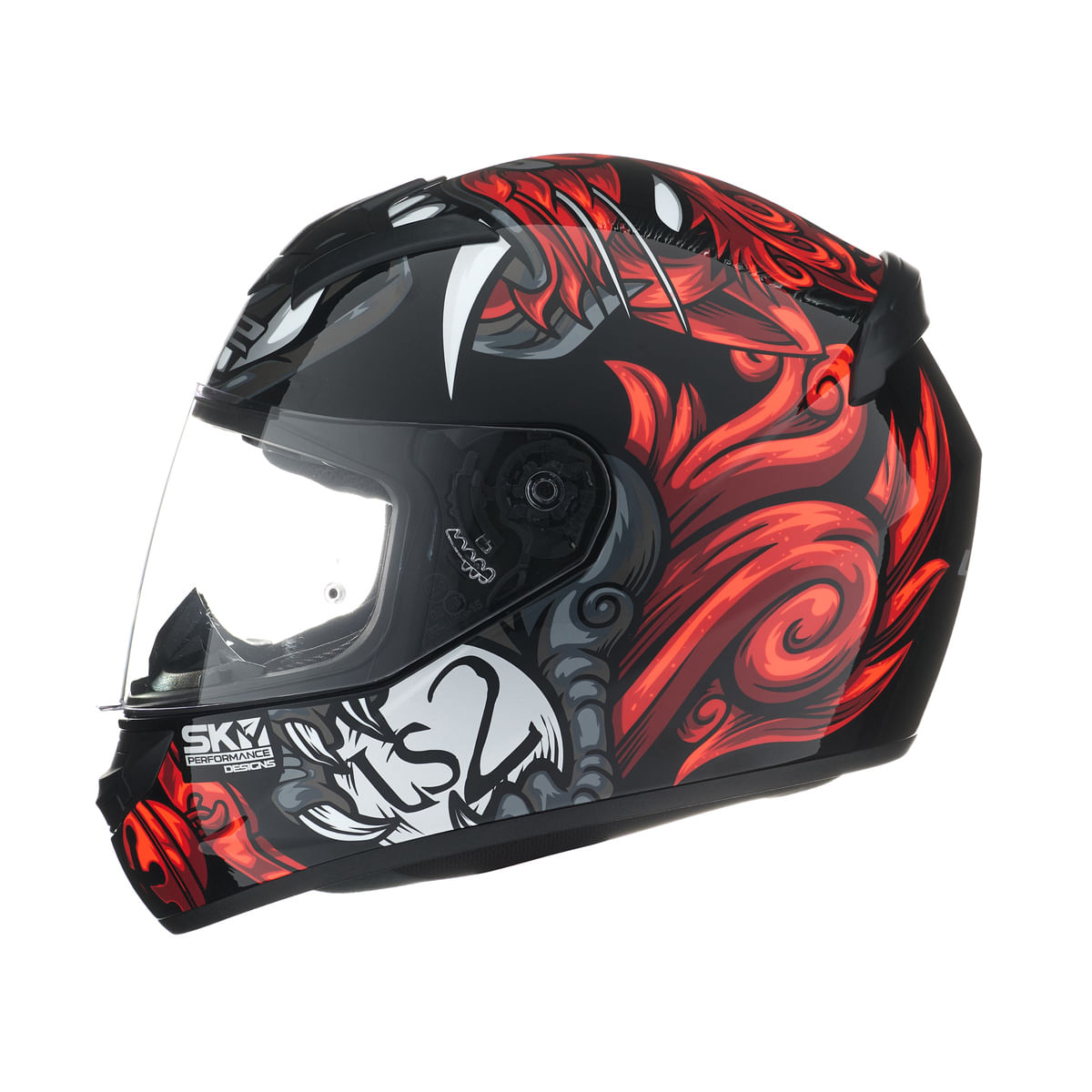 Casco LS2 352 Rookie Foo Dog Negro / Rojo / Brillo