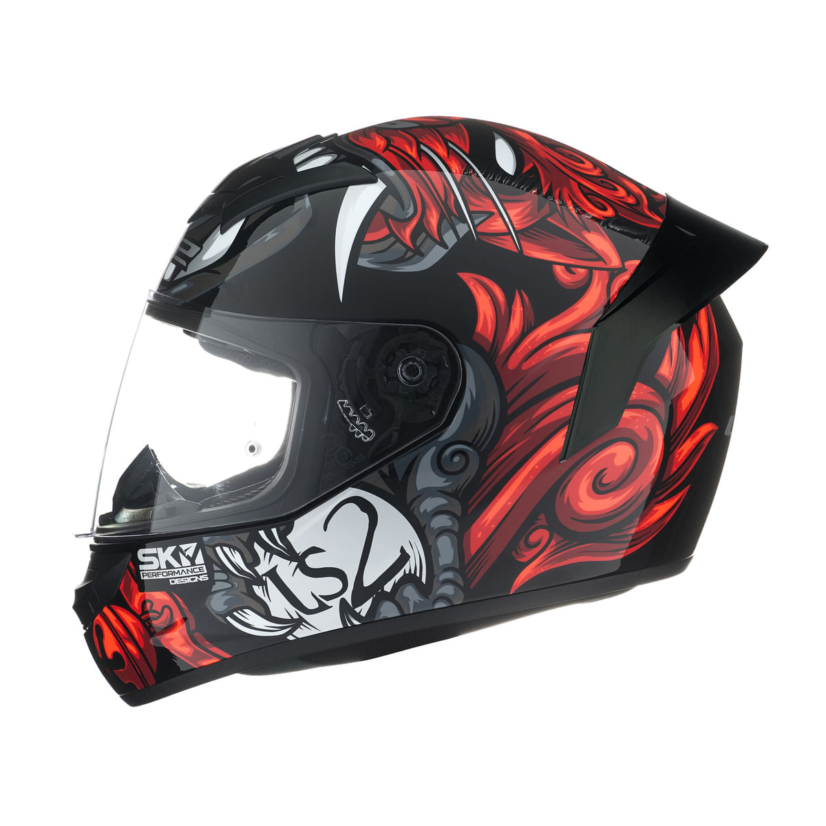 Casco LS2 352 Rookie Foo Dog Negro / Rojo / Brillo