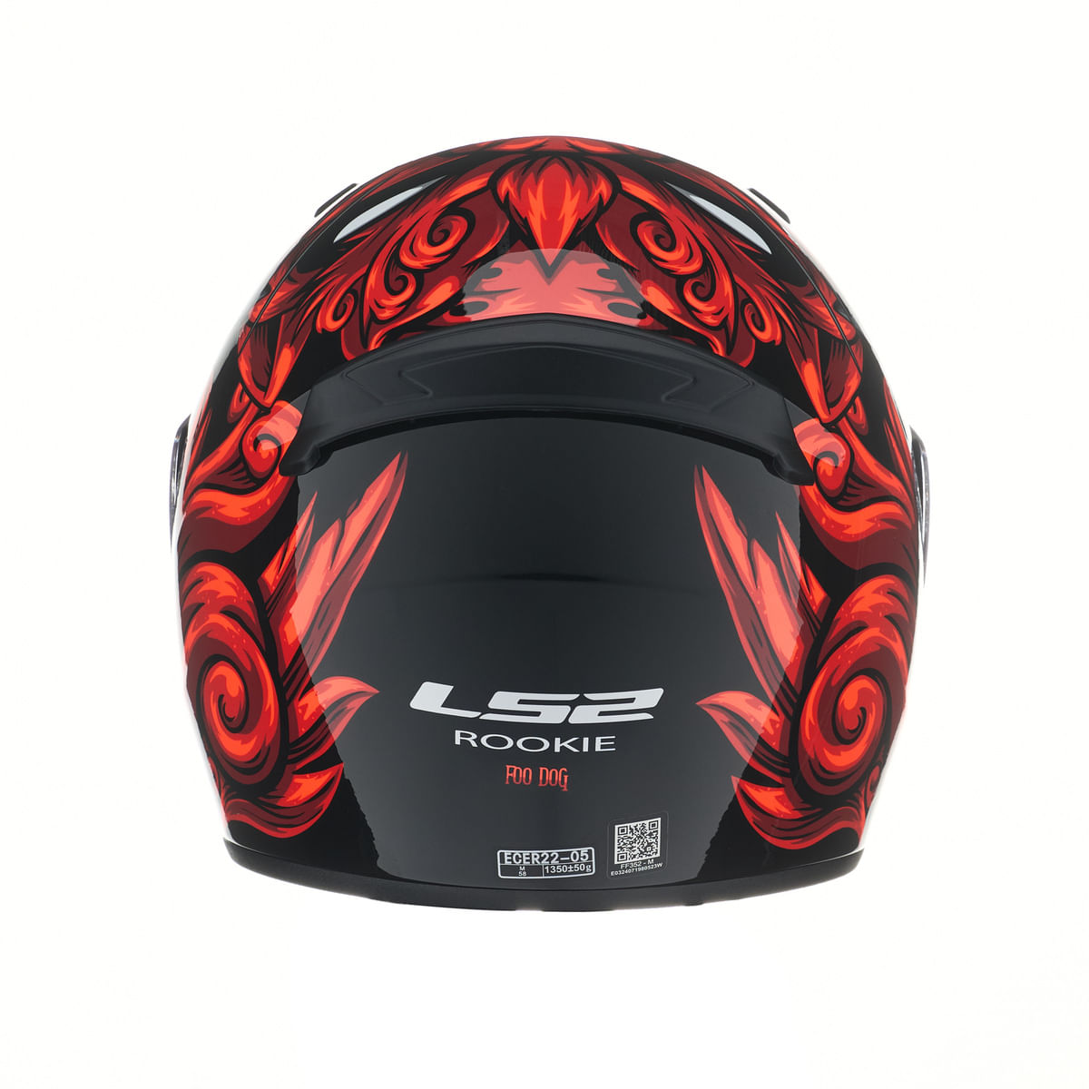 Casco LS2 352 Rookie Foo Dog Negro / Rojo / Brillo