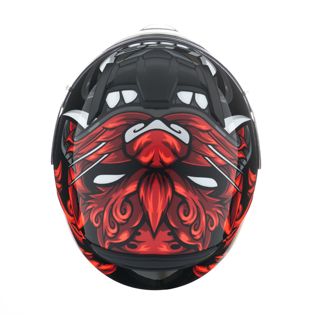 Casco LS2 352 Rookie Foo Dog Negro / Rojo / Brillo