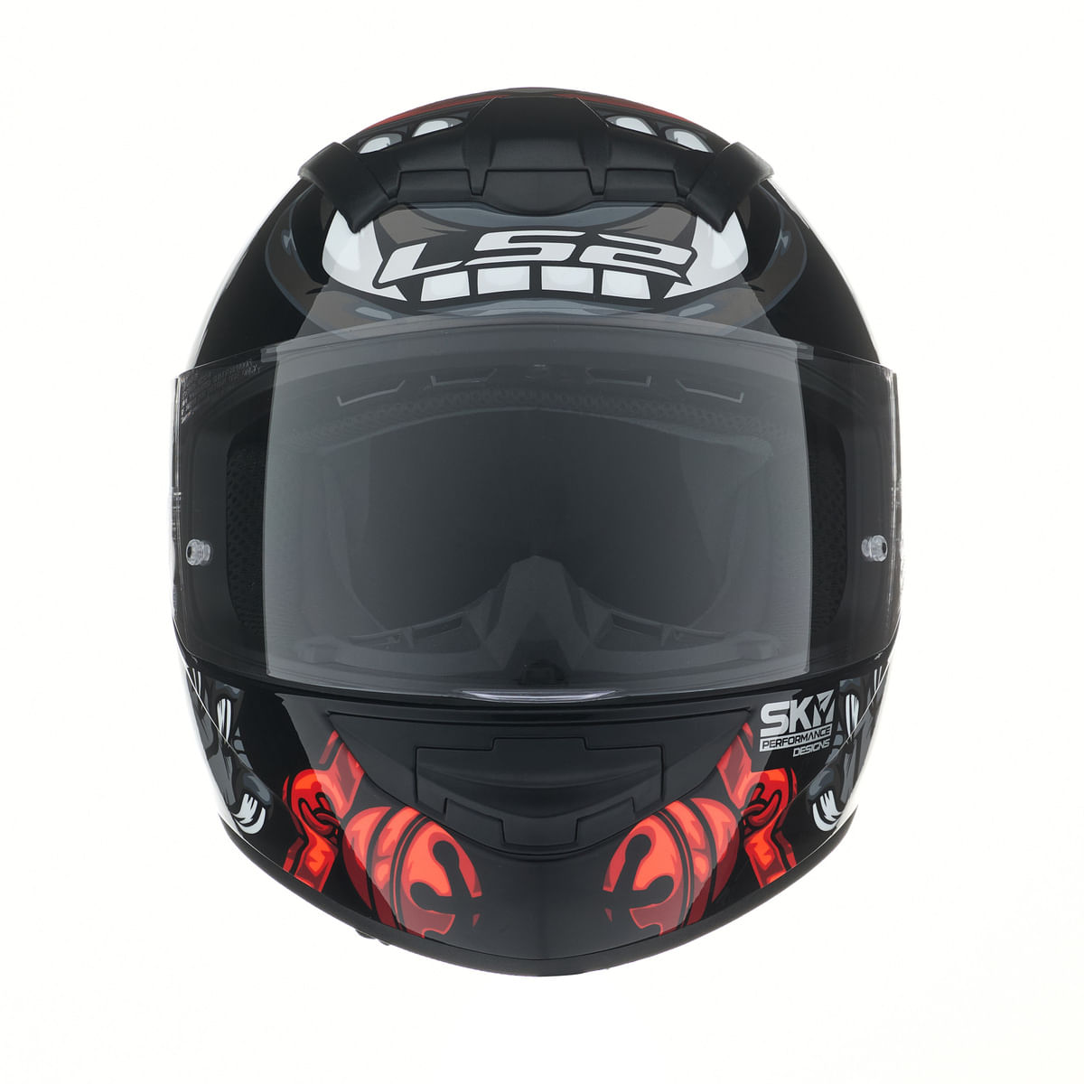 Casco LS2 352 Rookie Foo Dog Negro / Rojo / Brillo