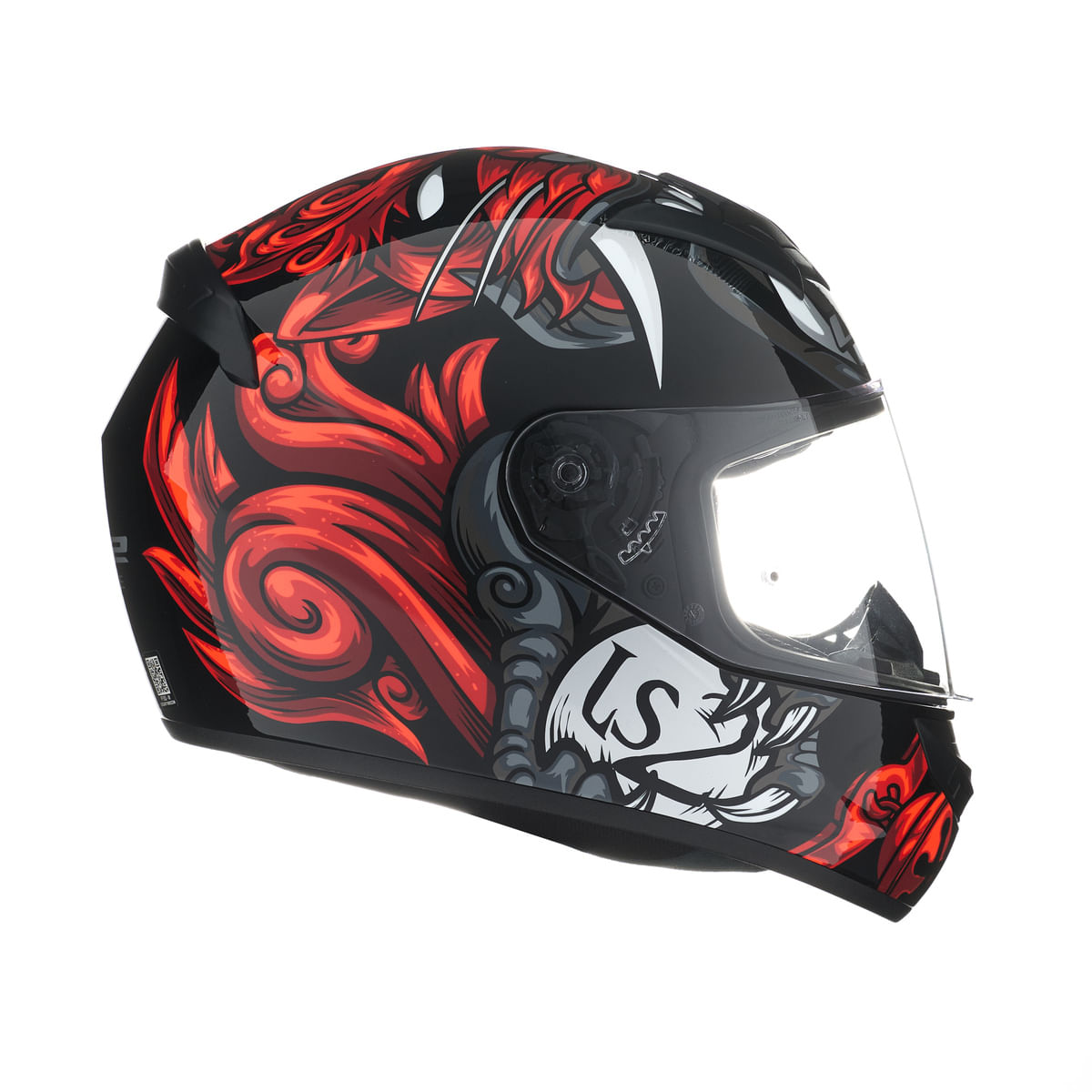 Casco LS2 352 Rookie Foo Dog Negro / Rojo / Brillo