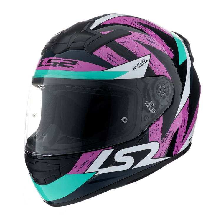 Casco LS2 352 Rookie Wolves Rosa / Verde / Brillo