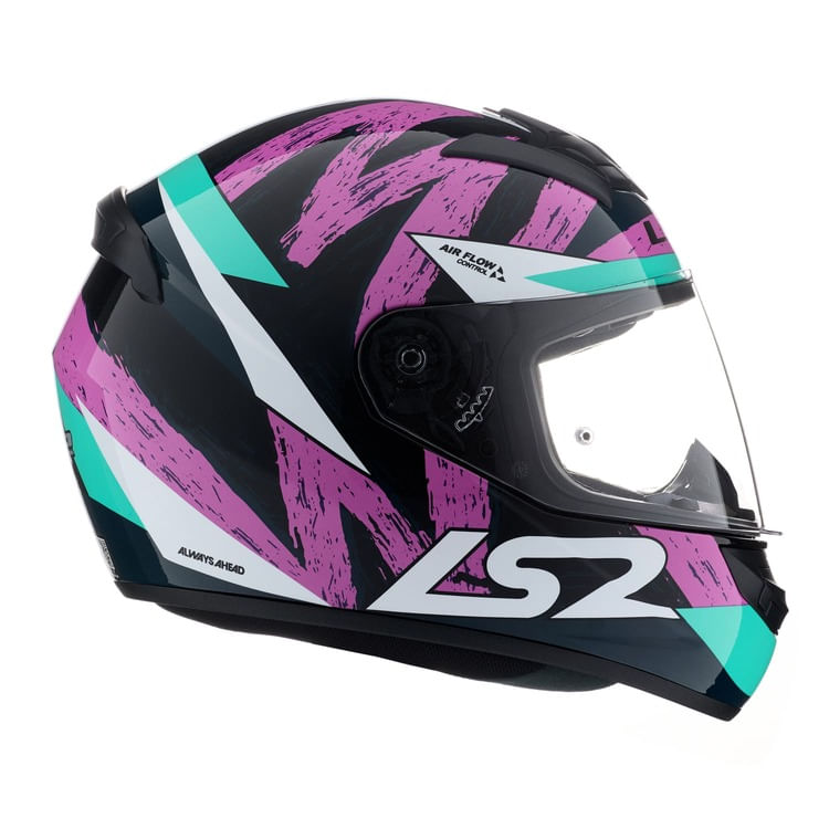 Casco LS2 352 Rookie Wolves Rosa / Verde / Brillo