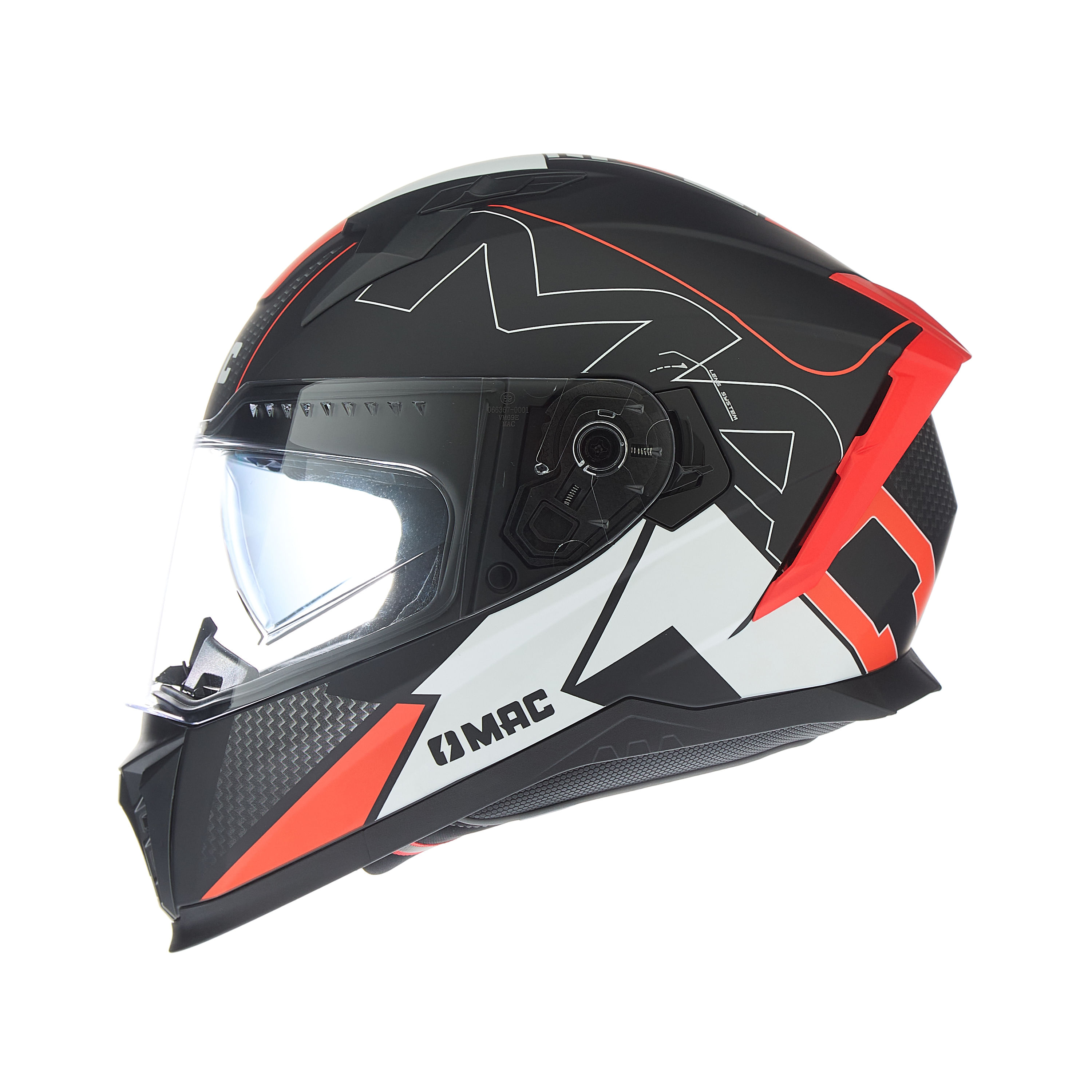 Casco MAC 069 Force Dynamo Negro / Rojo / Brillo