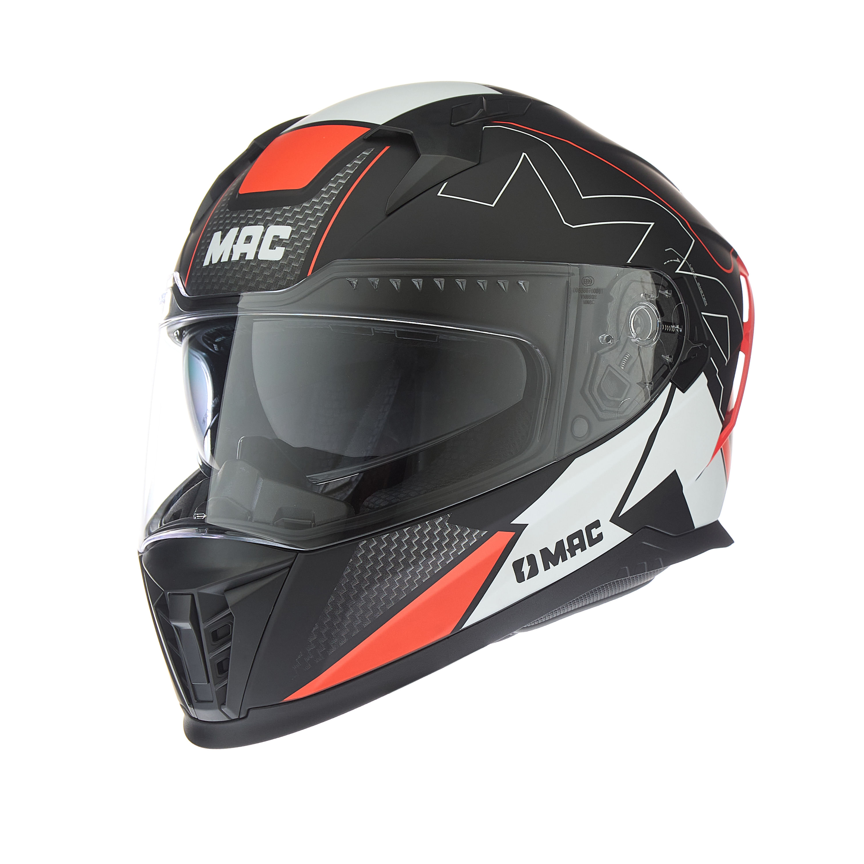 Casco MAC 069 Force Dynamo Negro / Rojo / Brillo
