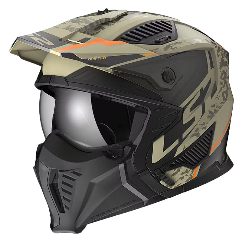 Casco LS2 606 Drifter Devor Send Negro / Verde / Mate