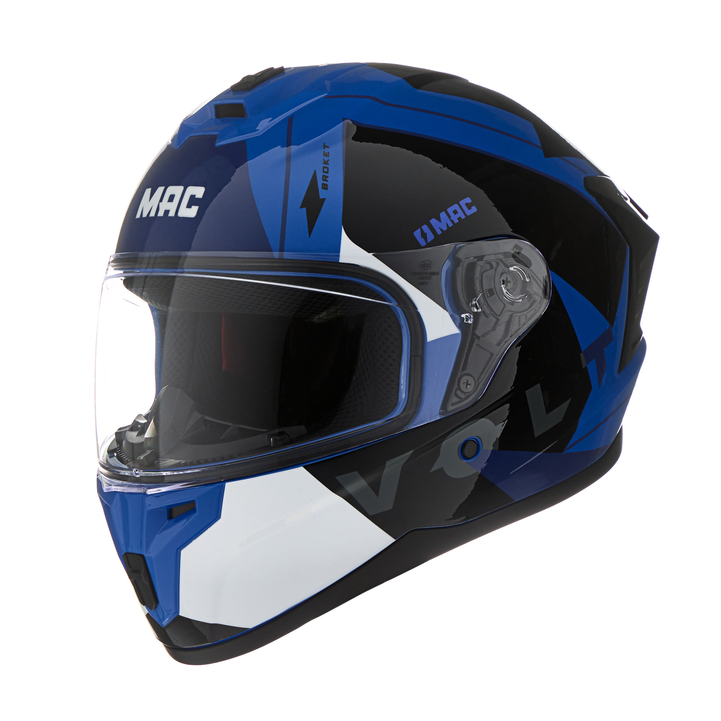 Casco MAC 070 Volt Broket Negro / Azul / Brillo