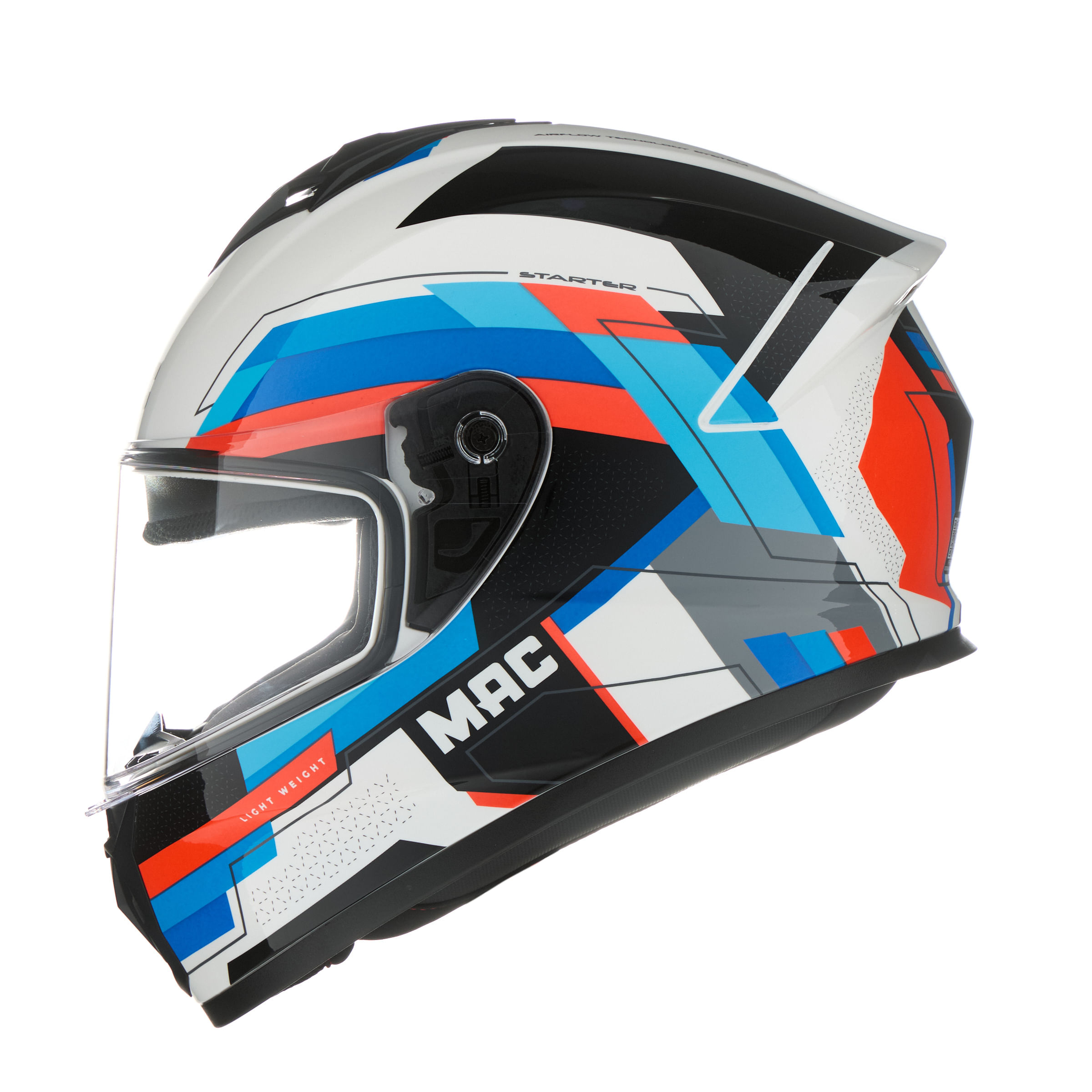 Casco MAC 801 Starter 222 Blanco / Azul / Brillo