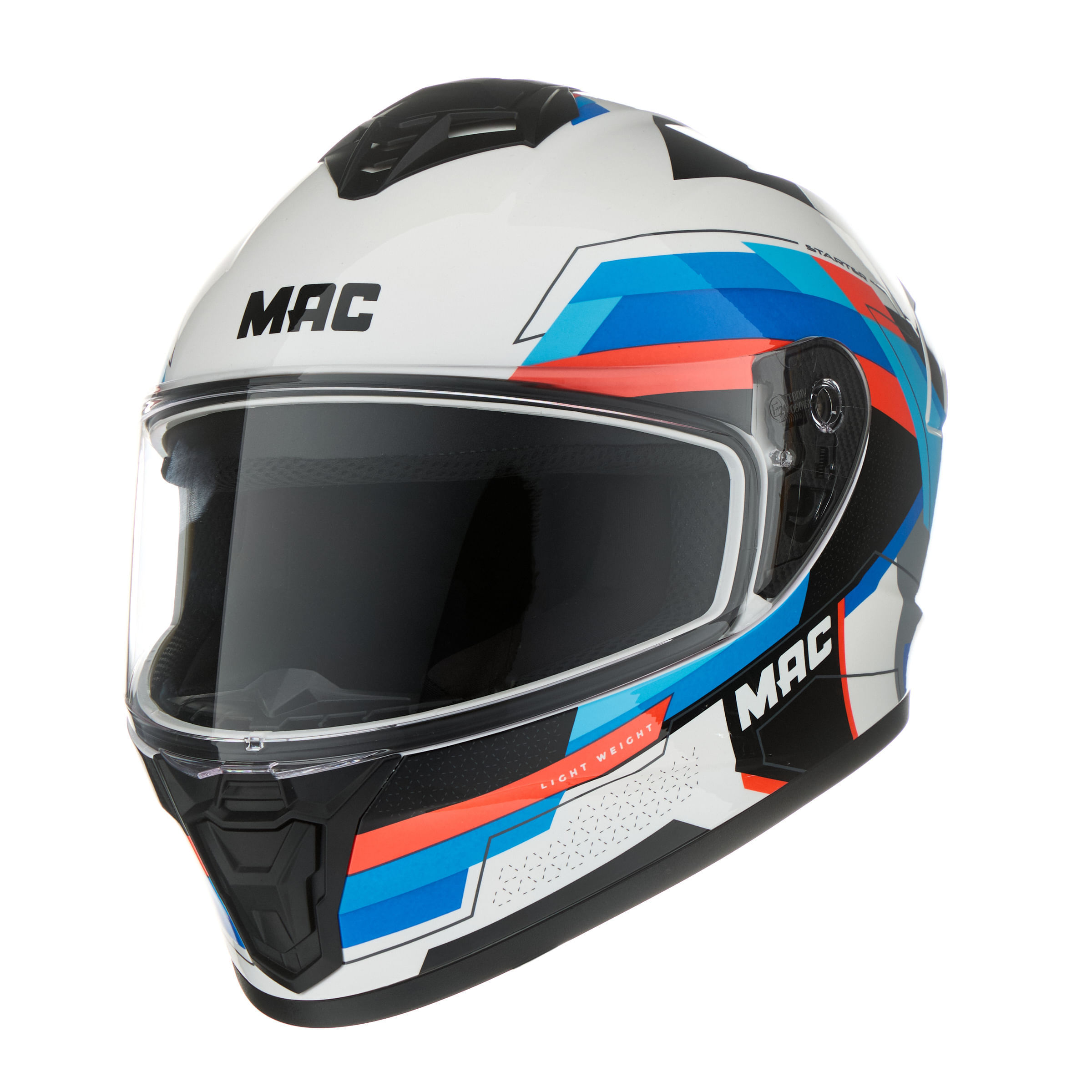 Casco MAC 801 Starter 222 Blanco / Azul / Brillo
