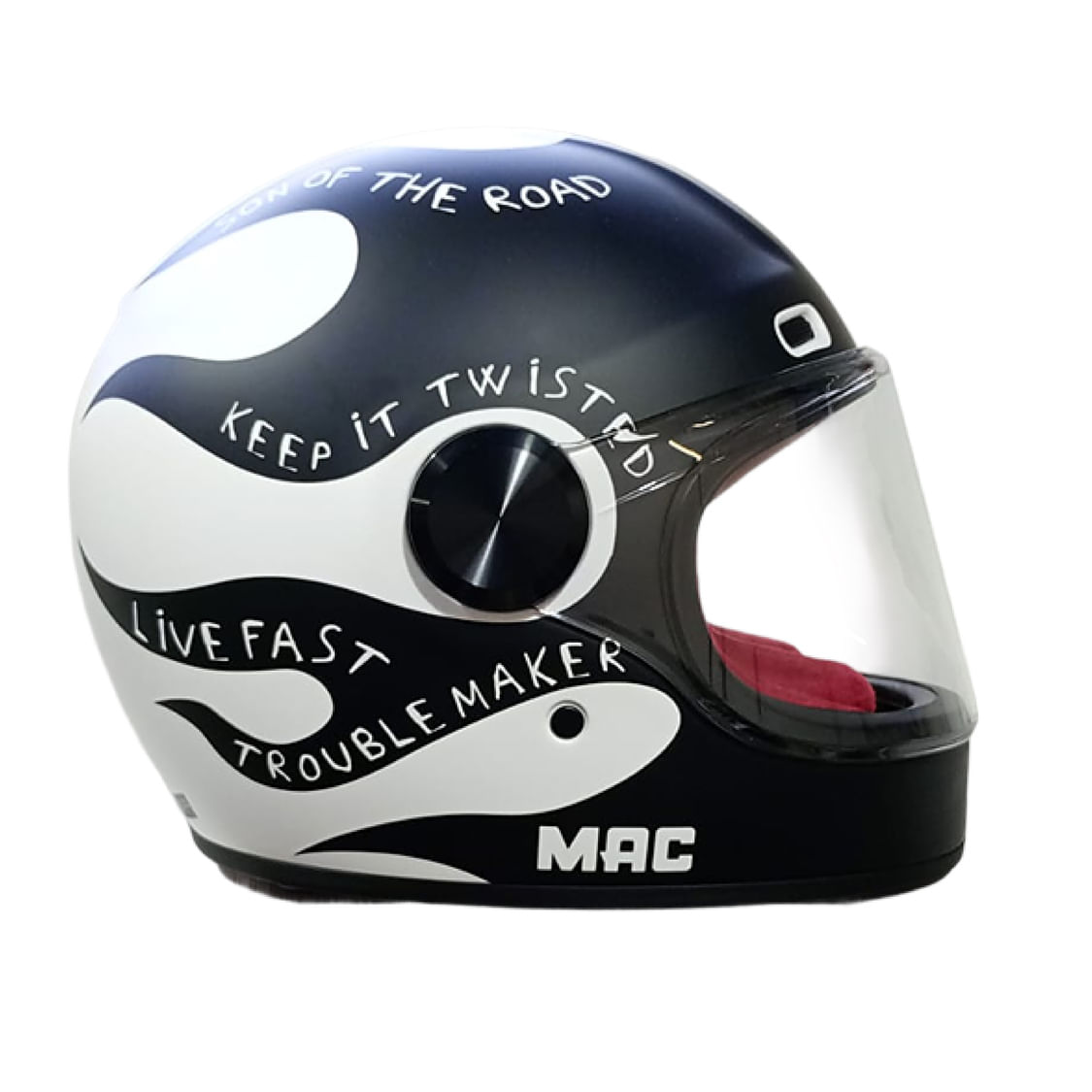Casco MAC 006 Rooster Black Fire Negro / Blanco / Mate