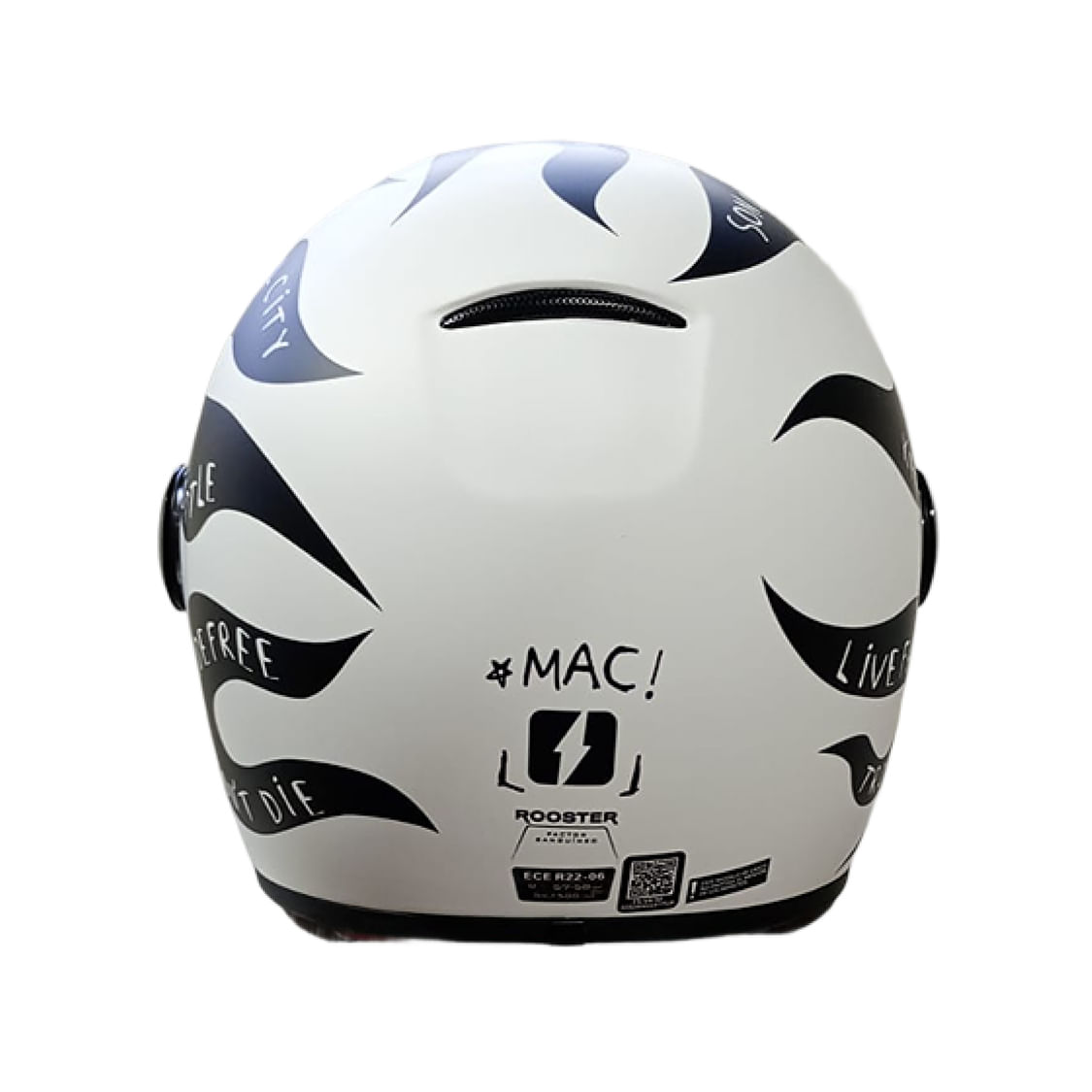 Casco MAC 006 Rooster Black Fire Negro / Blanco / Mate