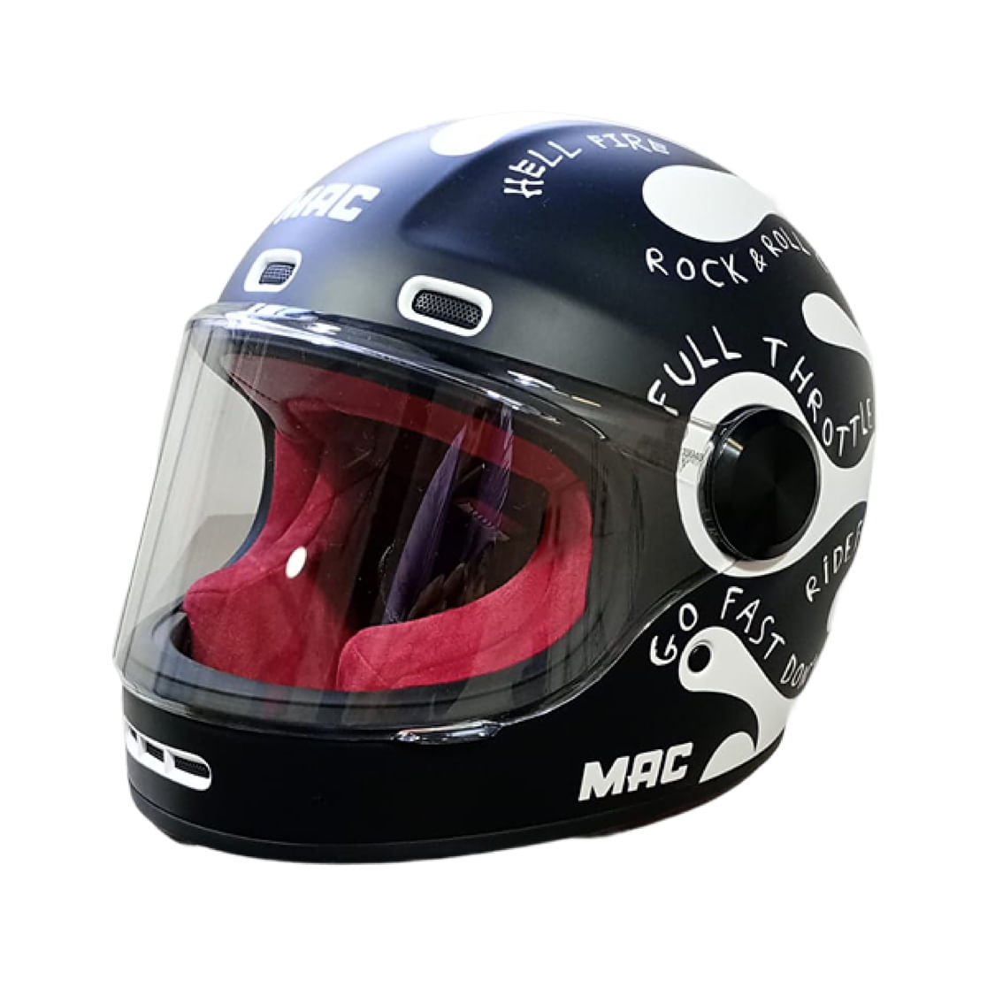 Casco MAC 006 Rooster Black Fire Negro / Blanco / Mate