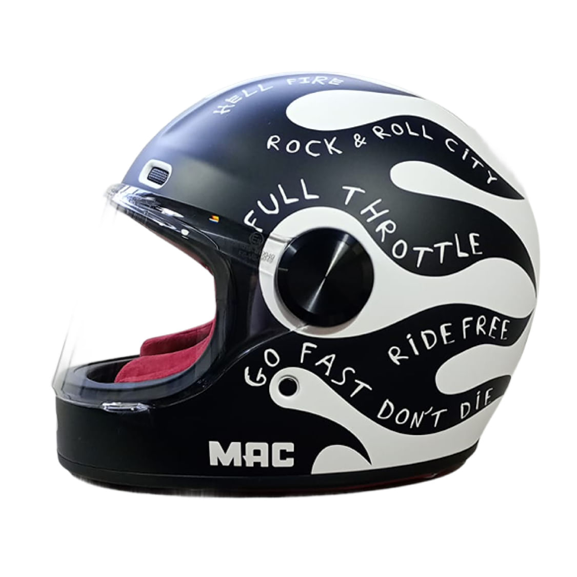 Casco MAC 006 Rooster Black Fire Negro / Blanco / Mate
