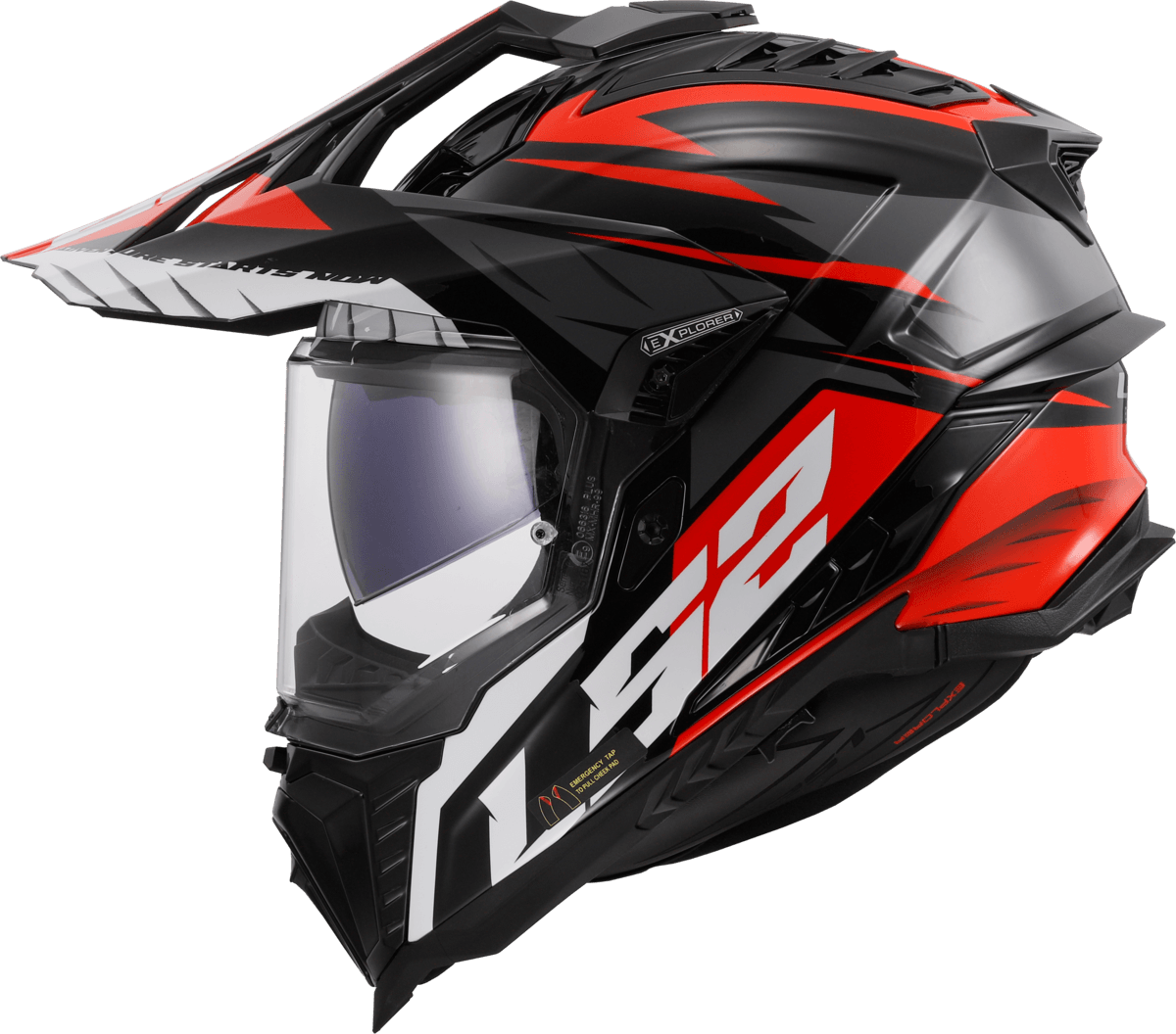 Casco LS2 701 Explorer Spire Titanium / Rojo / Mate