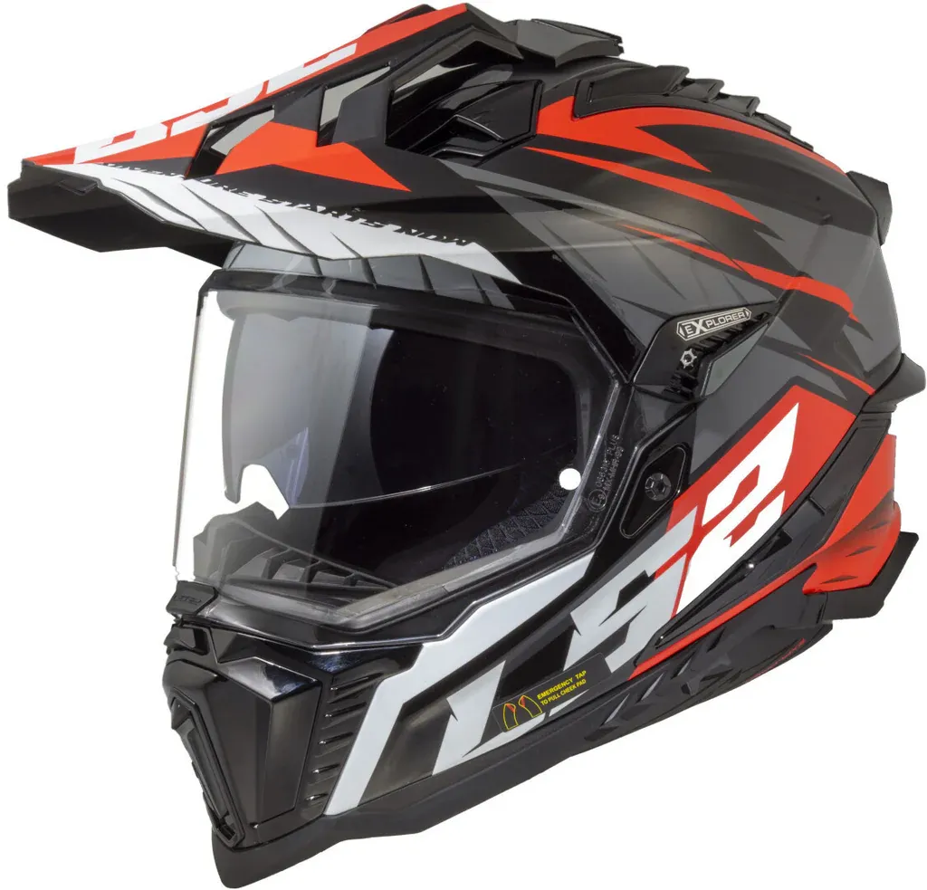 Casco LS2 701 Explorer Spire Titanium / Rojo / Mate