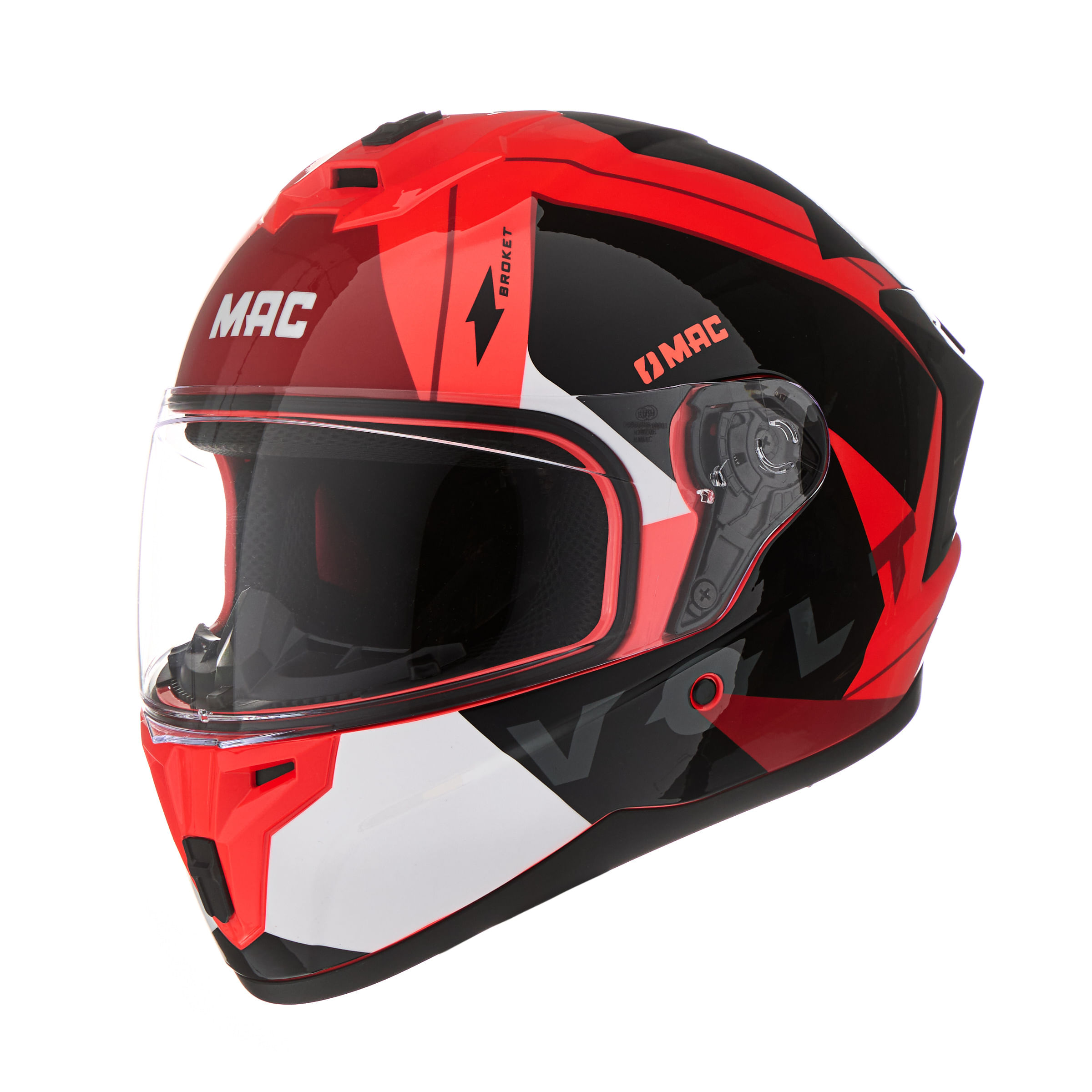 Casco MAC 070 Volt Broket Negro / Rojo / Brillo