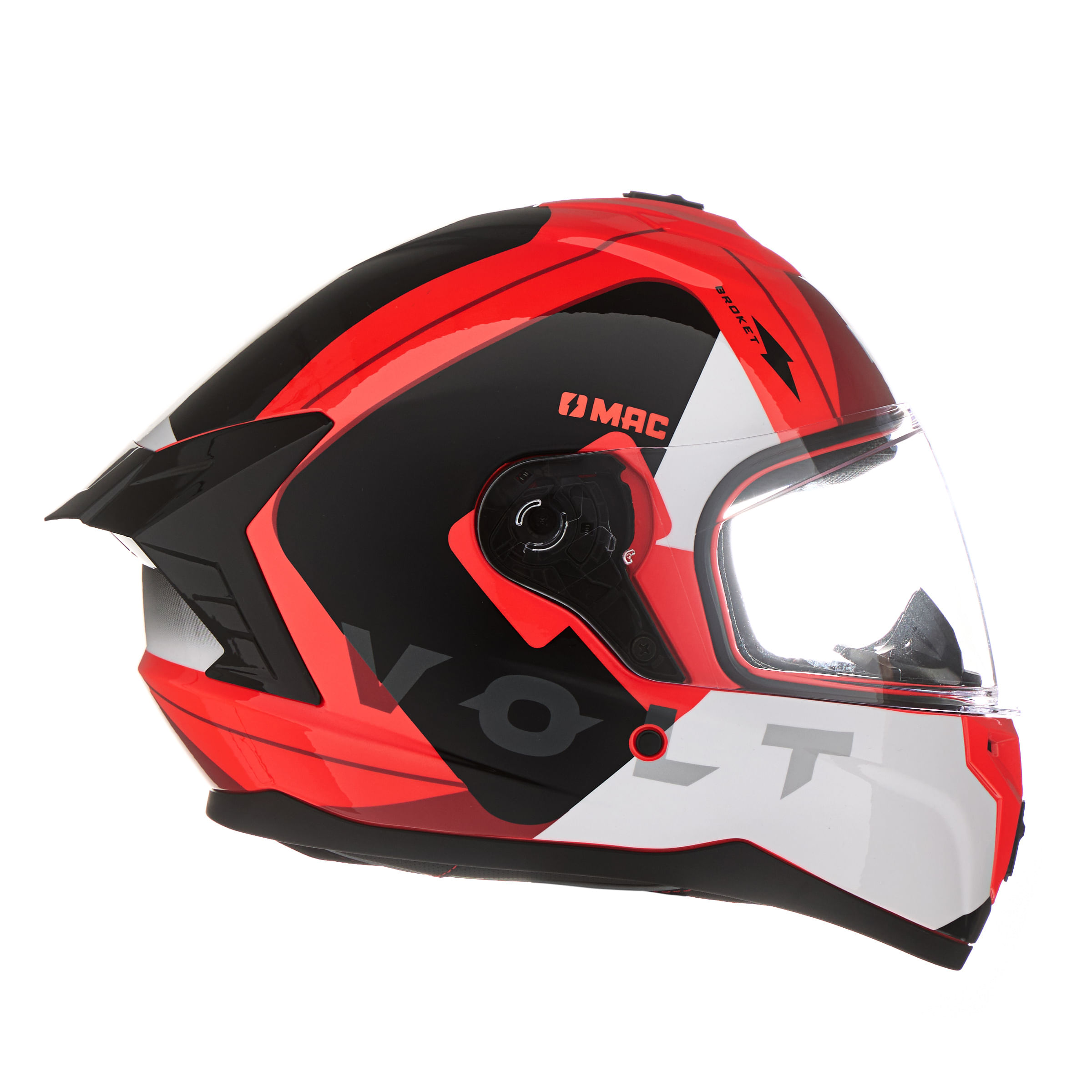 Casco MAC 070 Volt Broket Negro / Rojo / Brillo