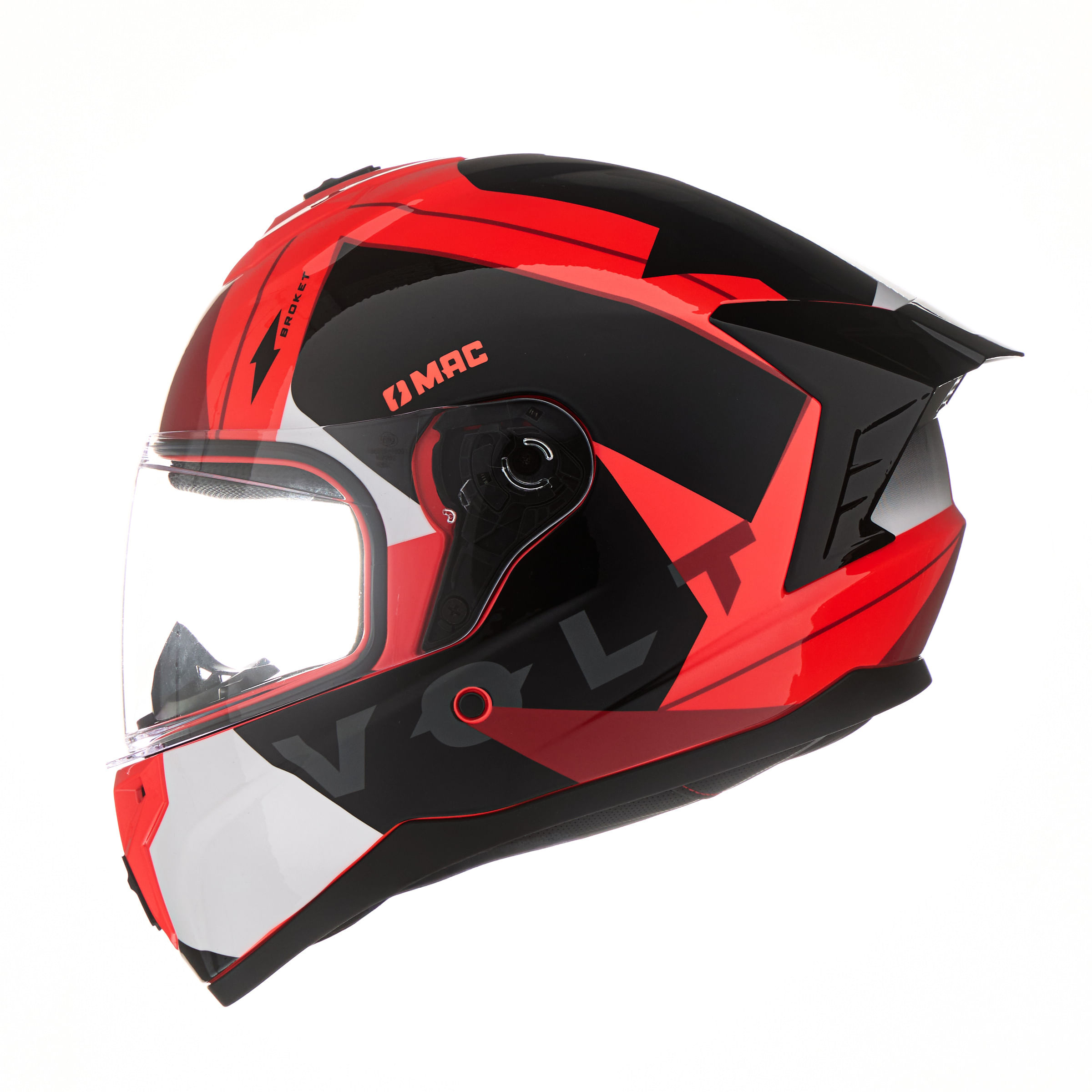 Casco MAC 070 Volt Broket Negro / Rojo / Brillo