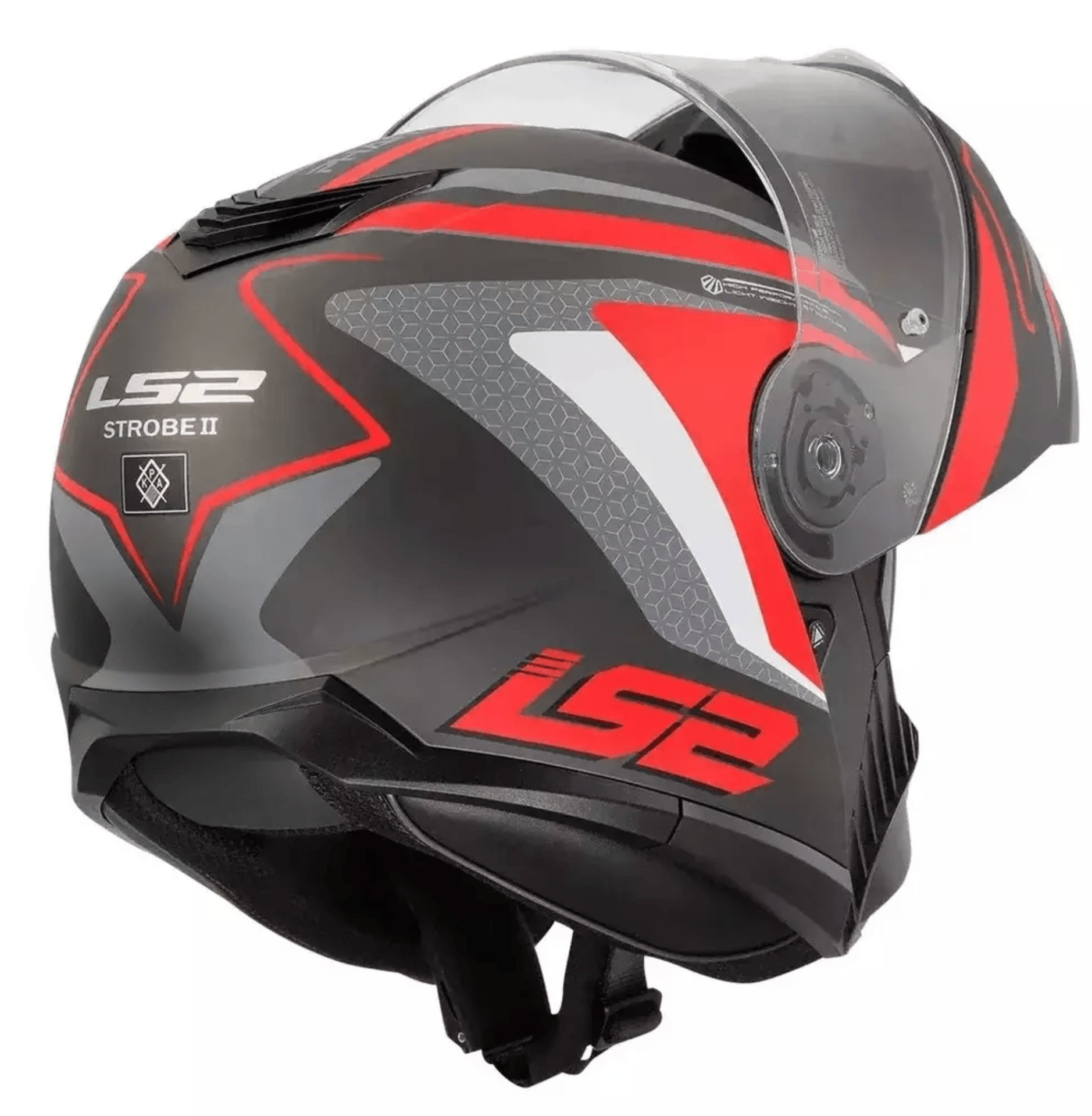 Casco LS2 908 Strobe Phantom Tit Gris / Rojo / Mate