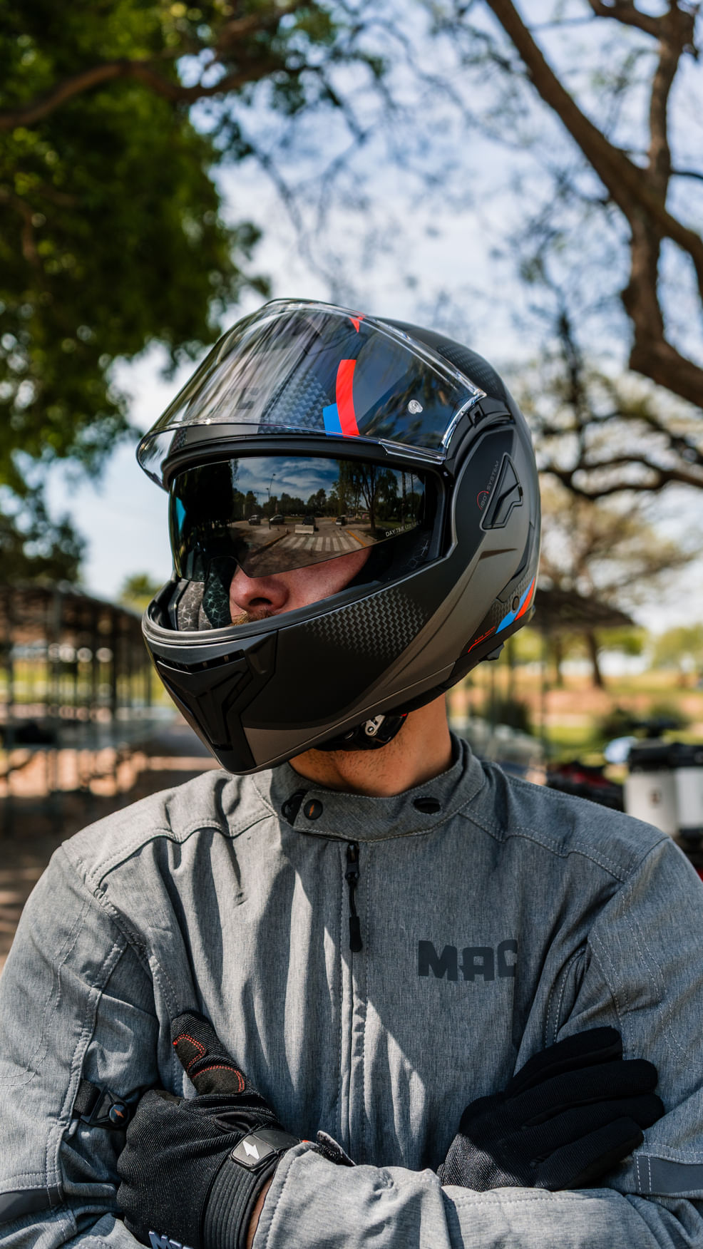 Casco MAC 628 Eclipse Vartell Plateado / Negro Mate