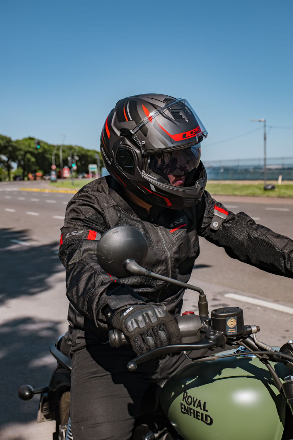 Casco LS2 906 Advant Bend Negro / Rojo / Mate