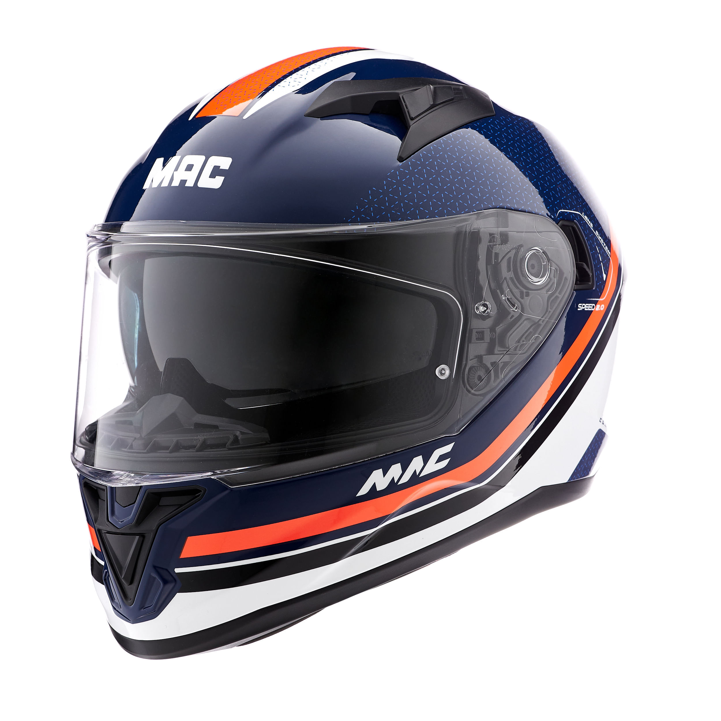 Casco MAC 825 Speed 2.0 Bold Azul / Blanco / Brillo