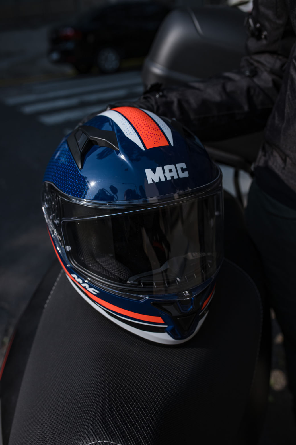 Casco MAC 825 Speed 2.0 Bold Azul / Blanco / Brillo