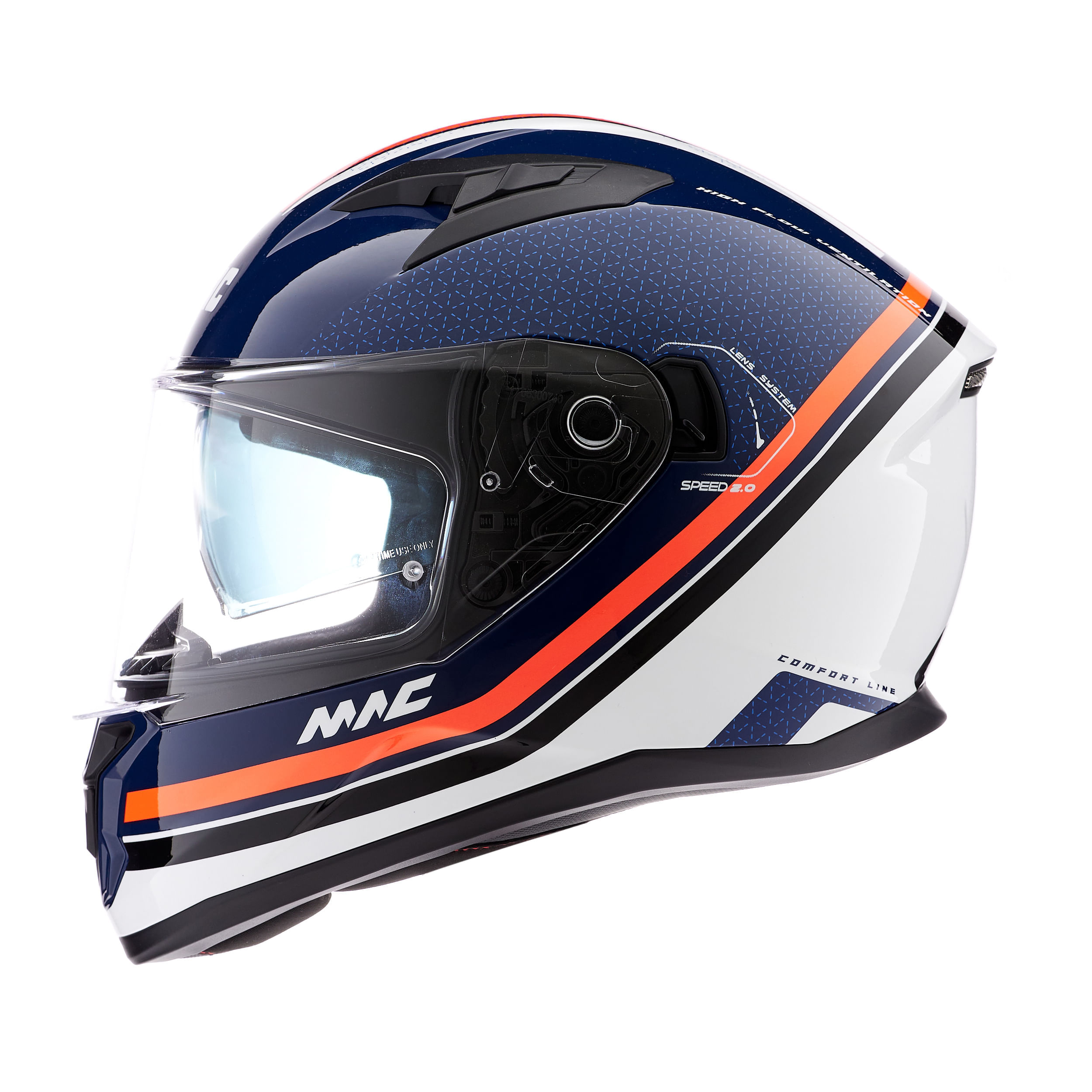 Casco MAC 825 Speed 2.0 Bold Azul / Blanco / Brillo