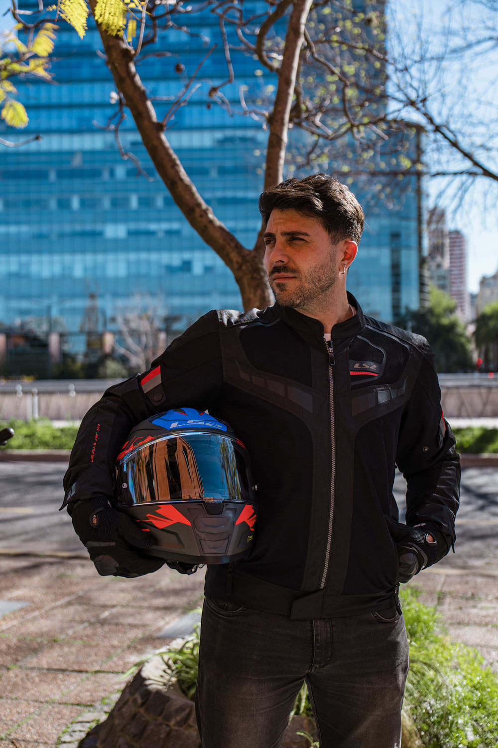 Campera Ls2 Garda Air Hombre Negra / Rojo