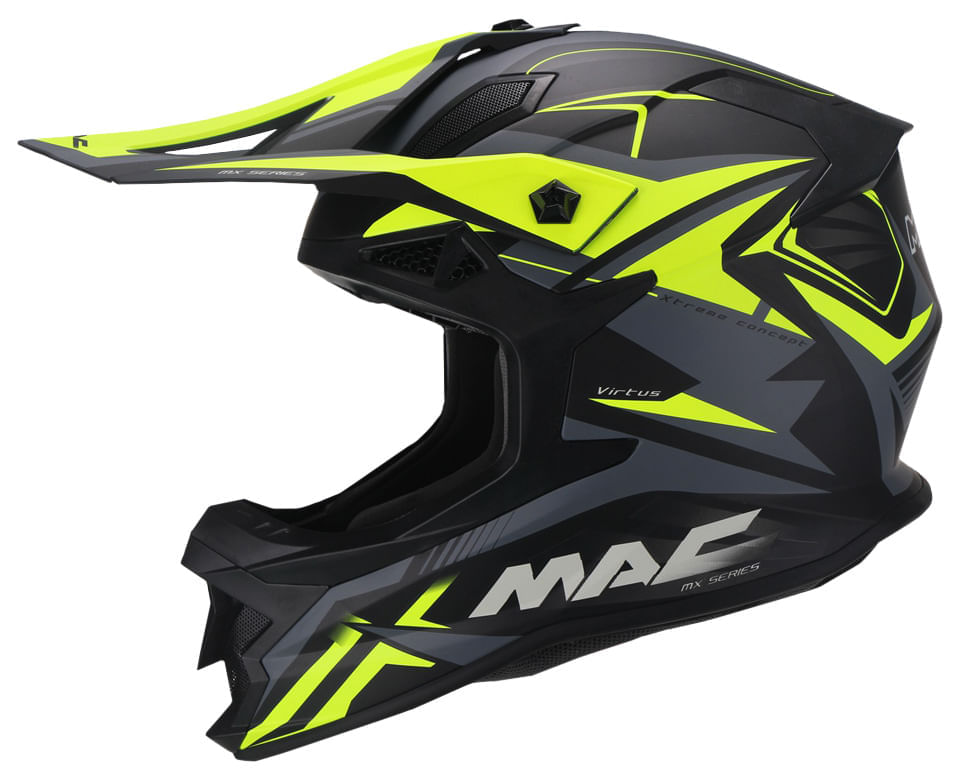 Casco MAC 609 Virtus Sharp Negro / Verde / Brillo