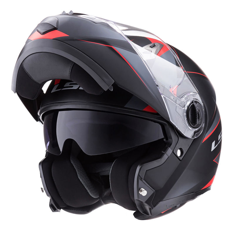 Casco LS2 370 Easy Stripe Negro / Rojo / Mate